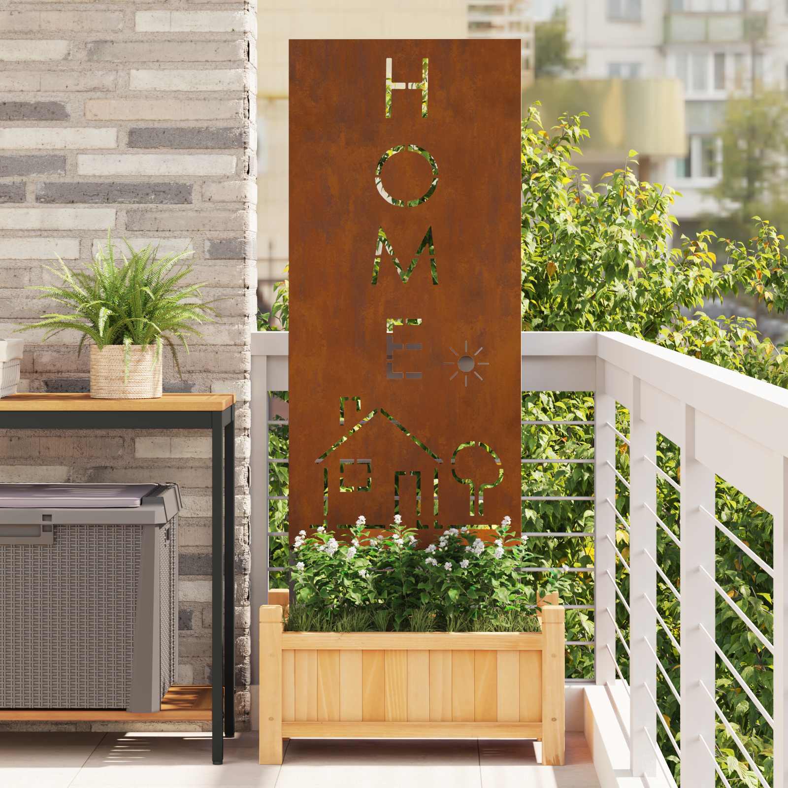 Schermo per privacy in giardino Traforo Ruggine 50 x 140 cm