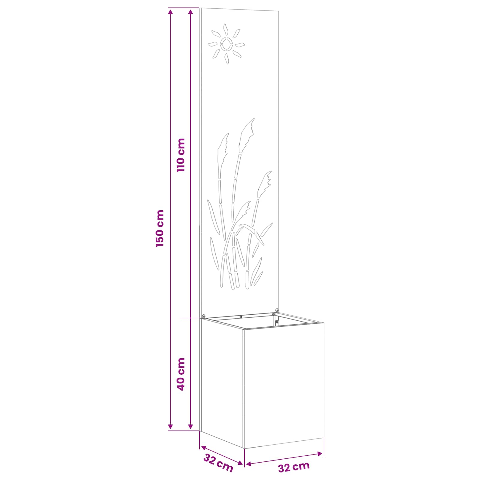 Schermo per privacy in giardino Ruggine 32 x 32 x 150 cm