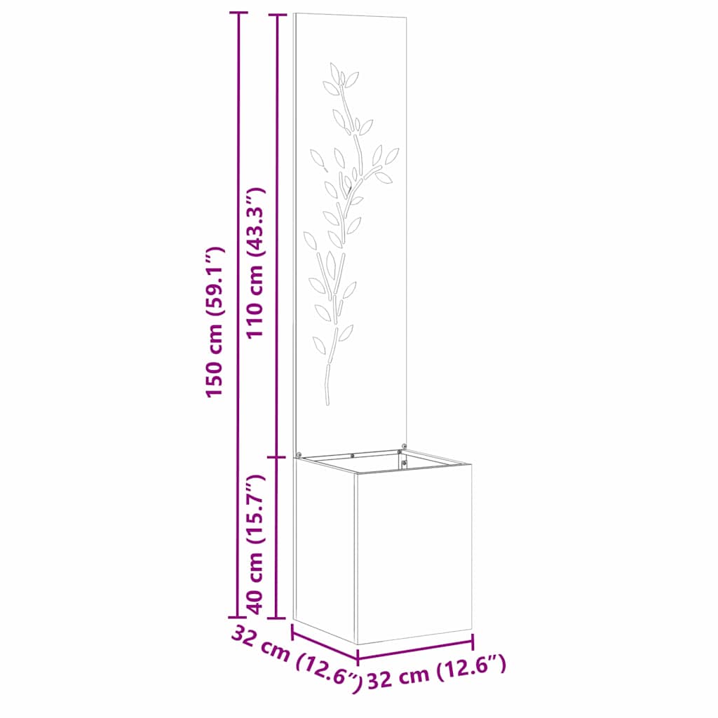 Schermo per privacy in giardino Ruggine 32 x 32 x 150 cm