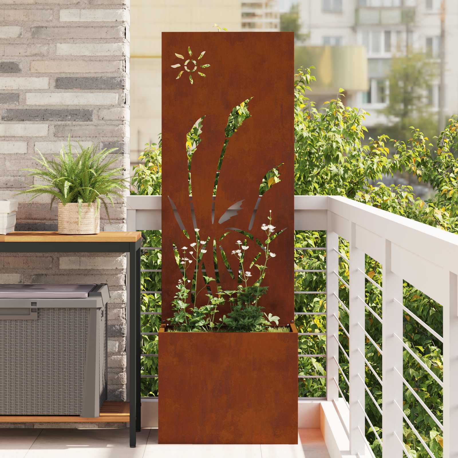 Schermo per privacy in giardino Ruggine 50 x 32 x 150 cm