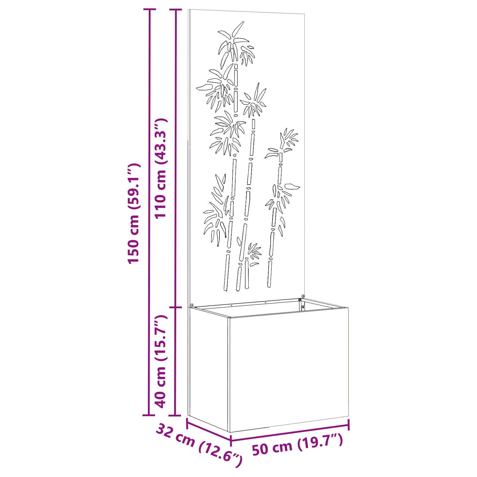 Schermo per privacy in giardino Argento 50 x 32 x 150 cm