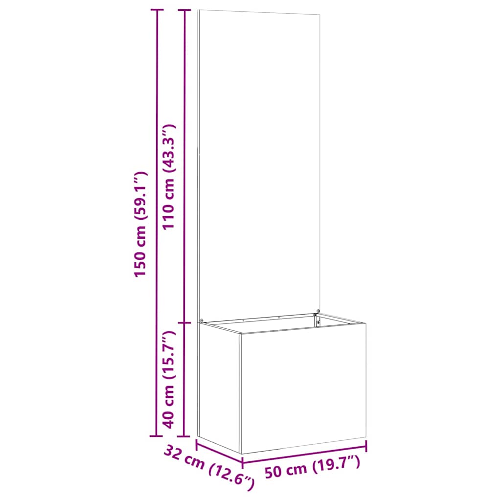 Schermo per privacy in giardino Ruggine 50 x 32 x 150 cm