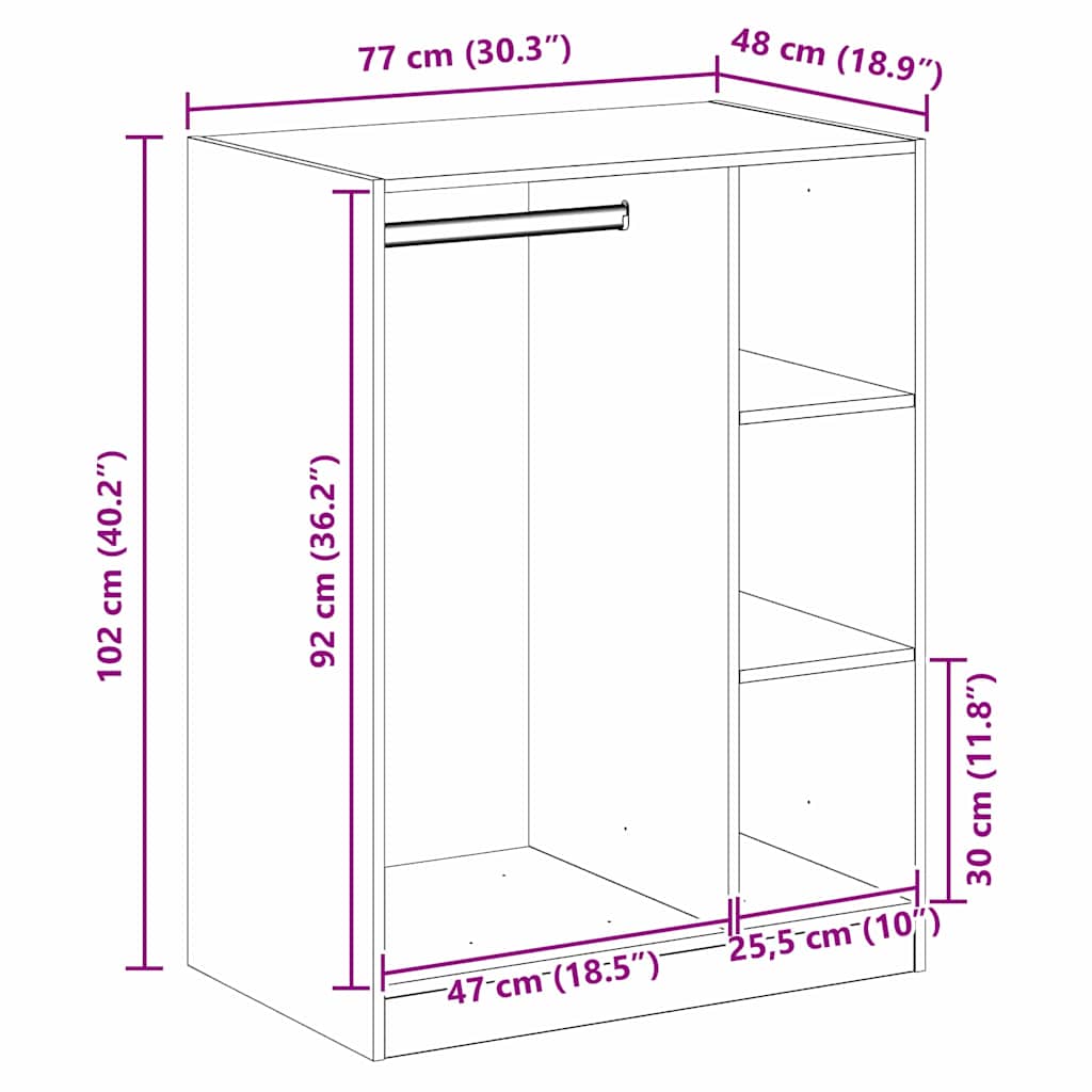 Guardaroba Rovere Artigianale 77 x 48 x 102 cm