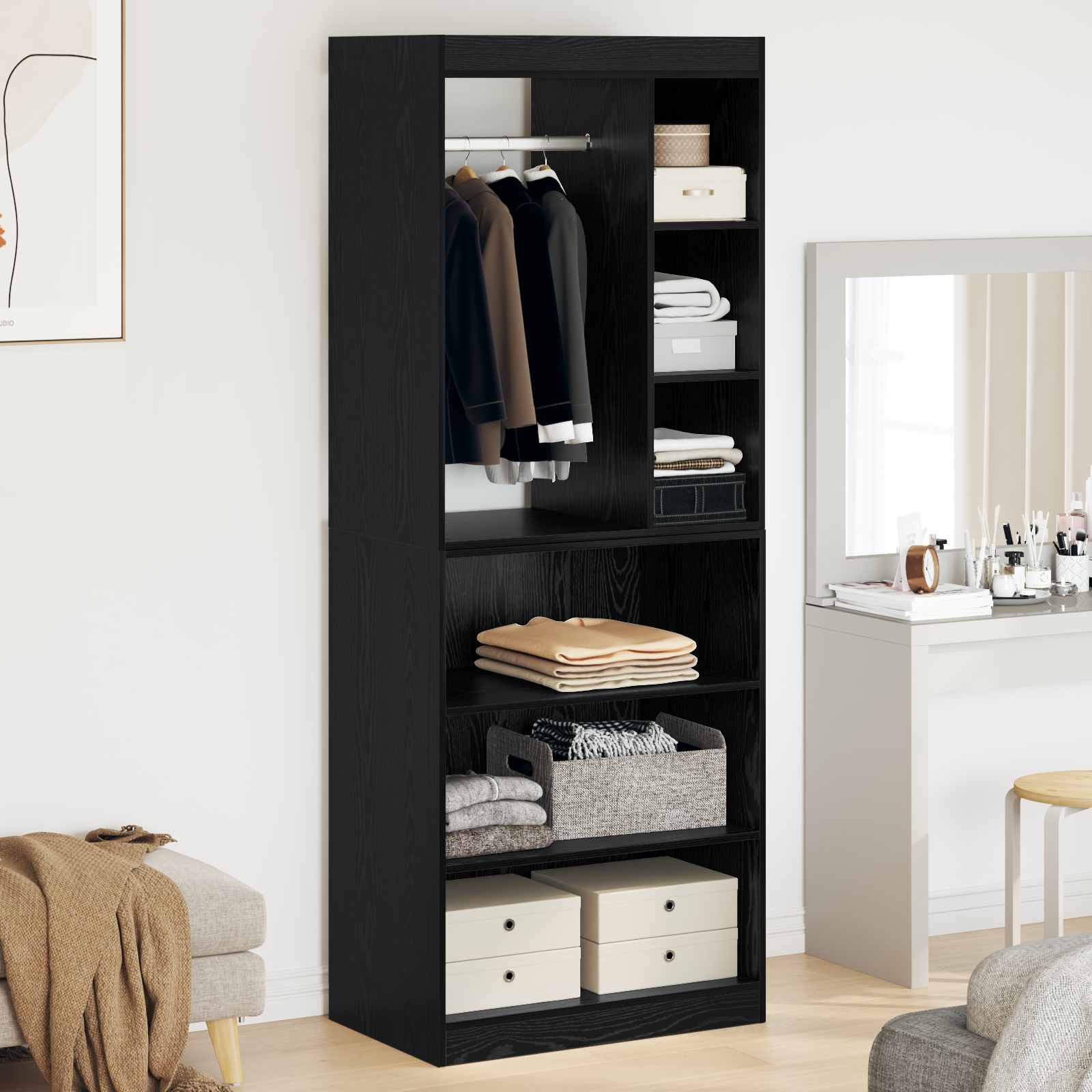 Guardaroba Rovere Nero 77 x 48 x 102 cm Legno ingegnerizzato