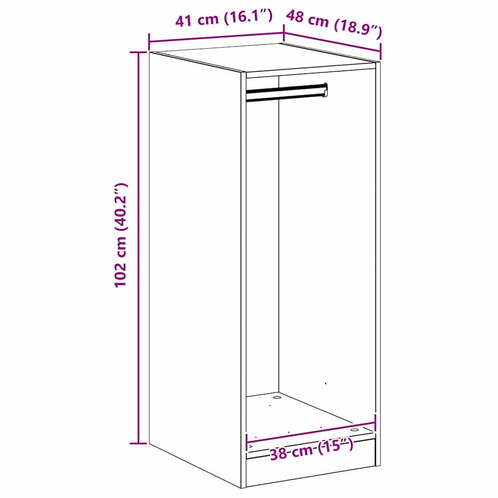 Guardaroba Rovere Artigianale 41 x 48 x 102 cm