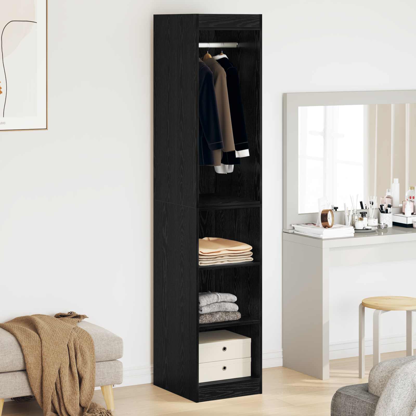 Guardaroba Rovere Nero 41 x 48 x 102 cm Legno ingegnerizzato