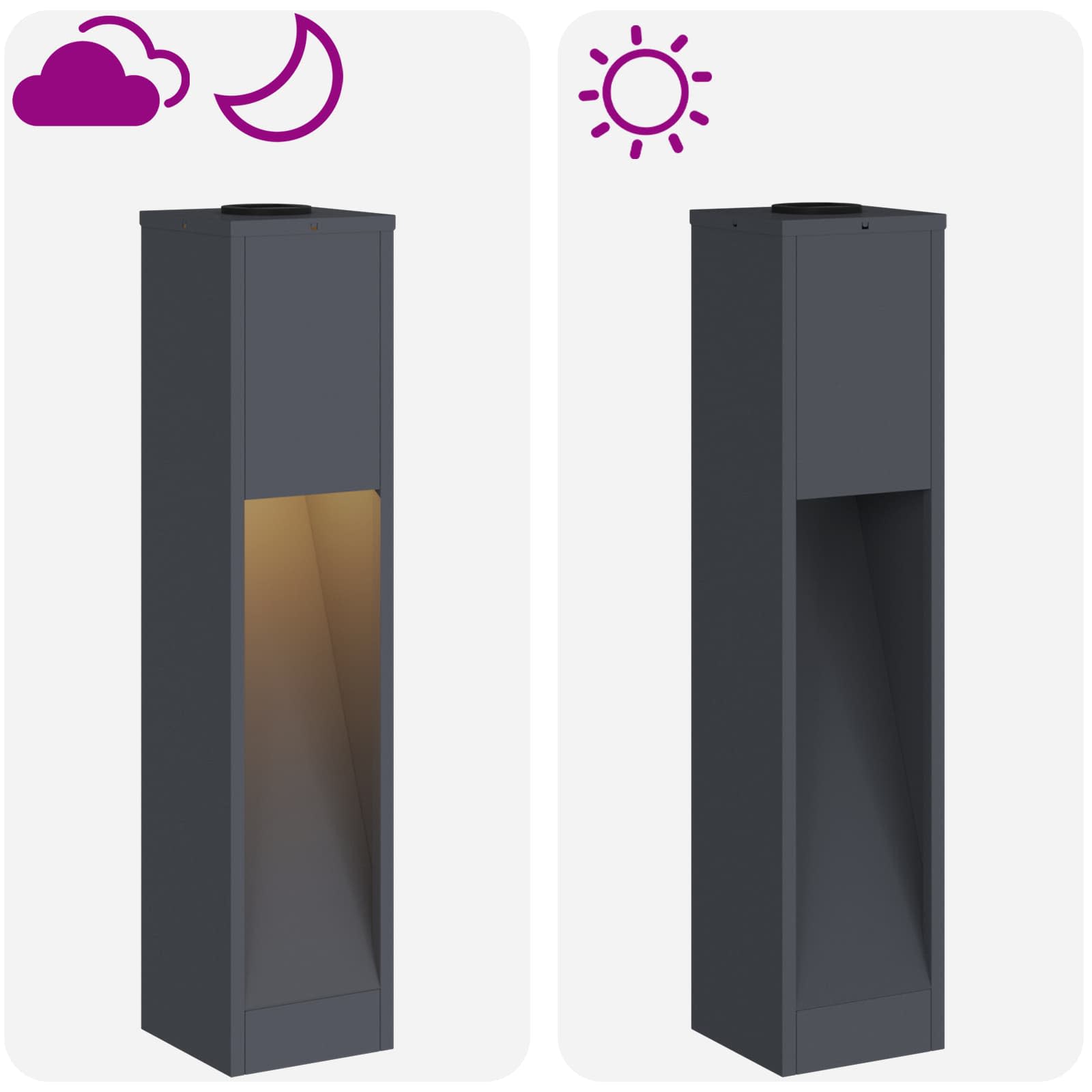 Lucina LED Solare da Percorso 2 pz Bianco caldo 18 x 18 x 80 cm