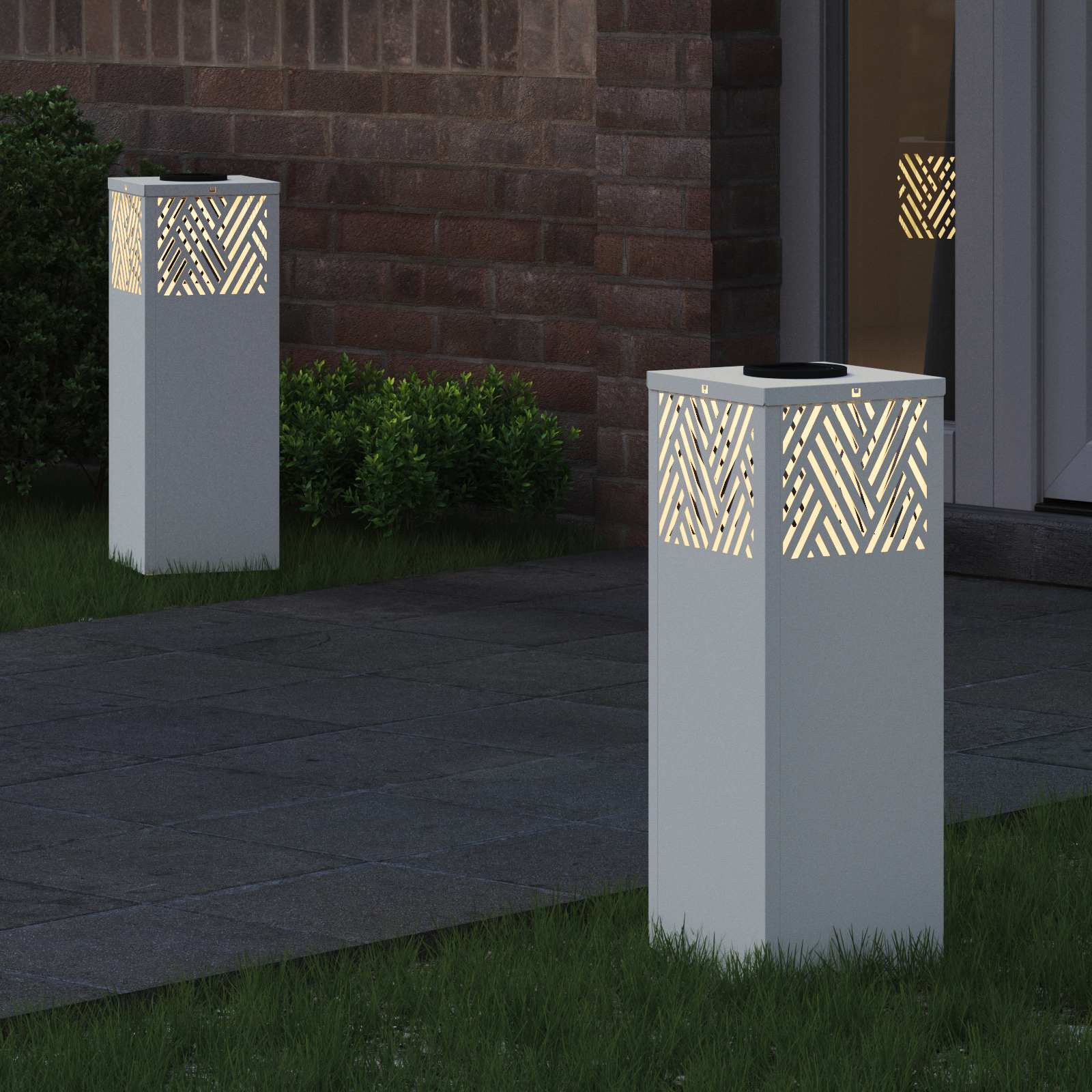 Faro LED solare per sentieri 2 pz Bianco caldo 18 x 18 x 50 cm