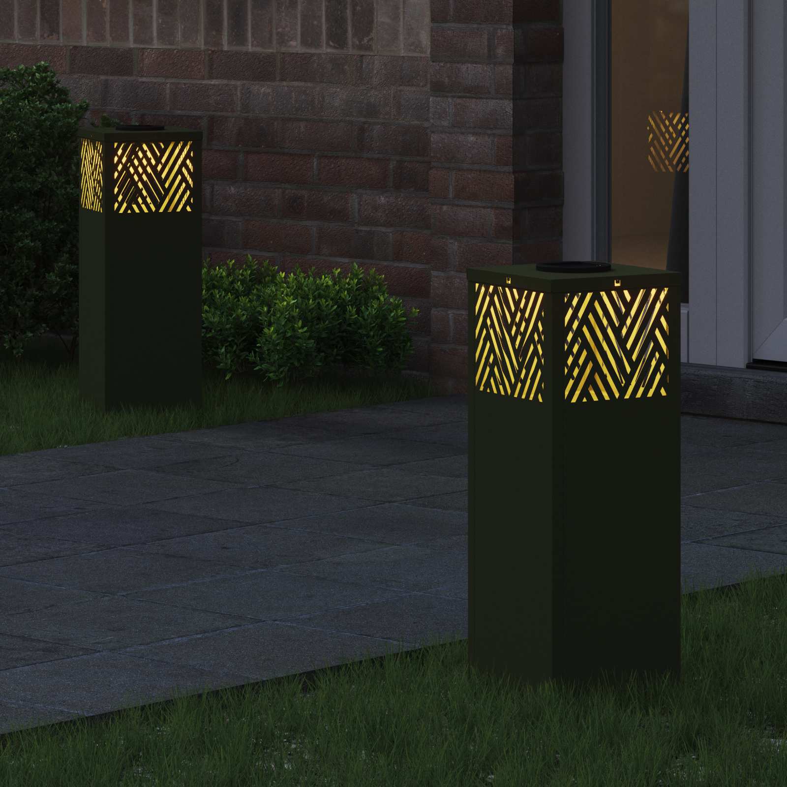Faro LED solare per sentieri 2 pz Bianco caldo 18 x 18 x 50 cm
