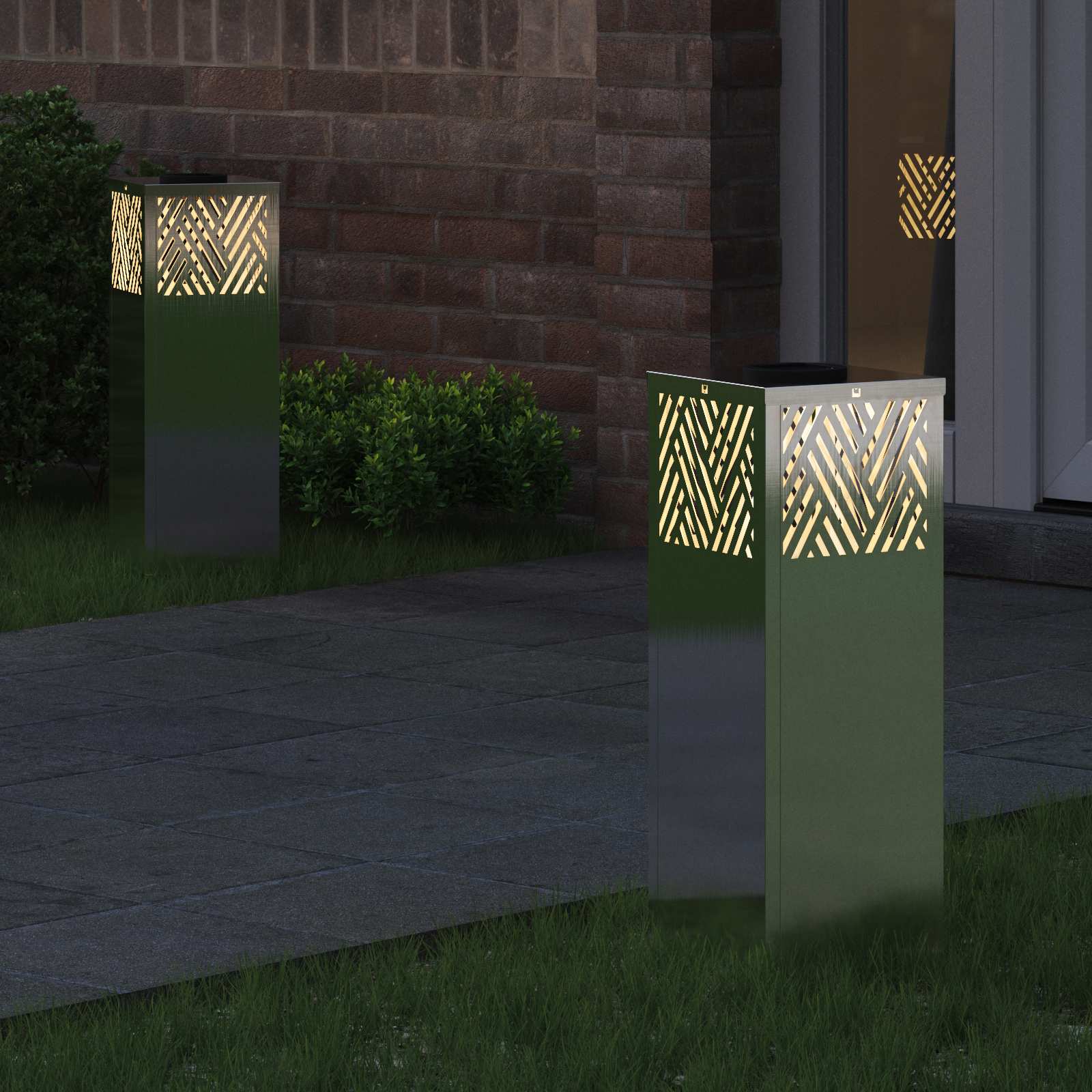 Faro LED solare per sentieri 2 pz Bianco caldo 18 x 18 x 50 cm