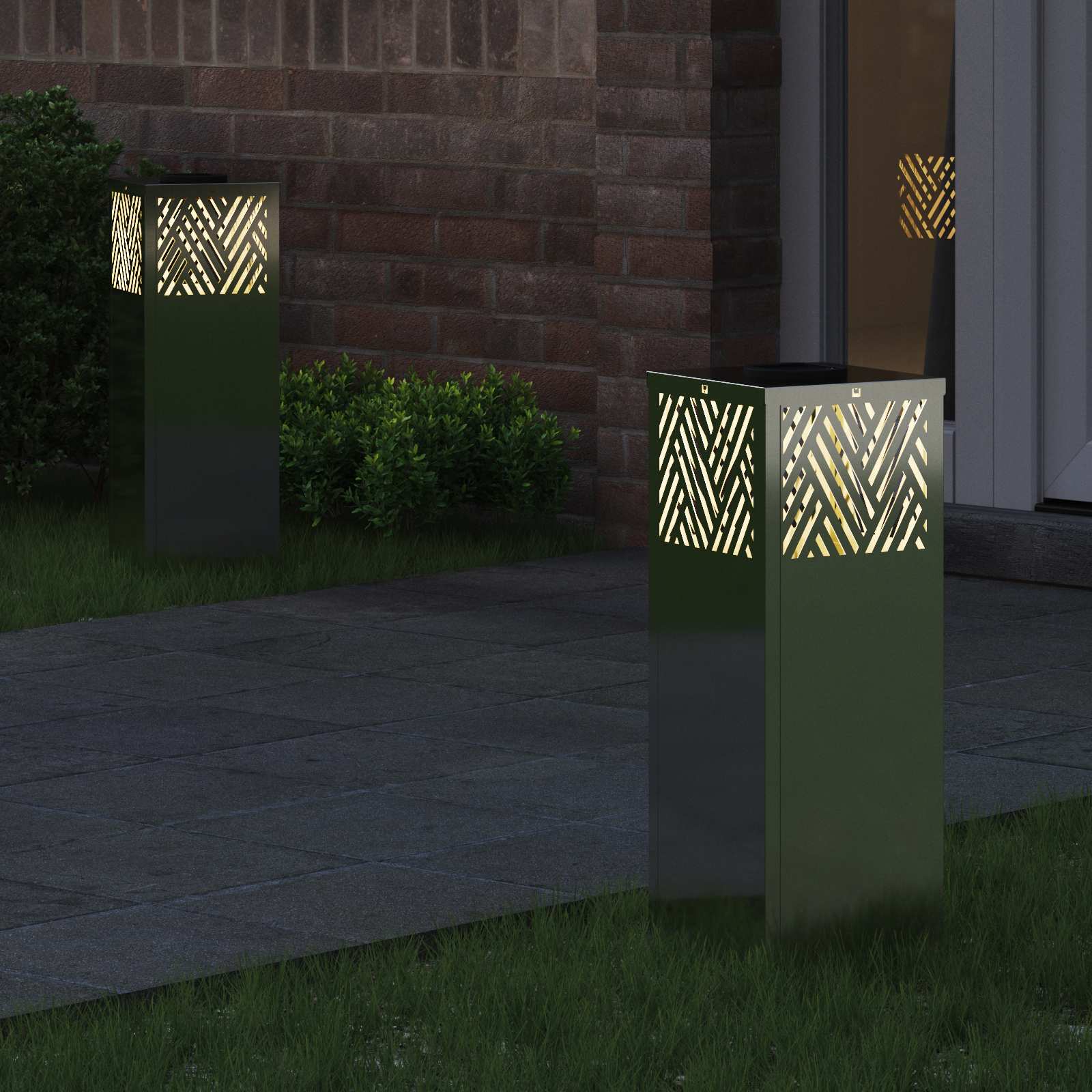 Faro LED solare per sentieri 2 pz Bianco caldo 18 x 18 x 50 cm