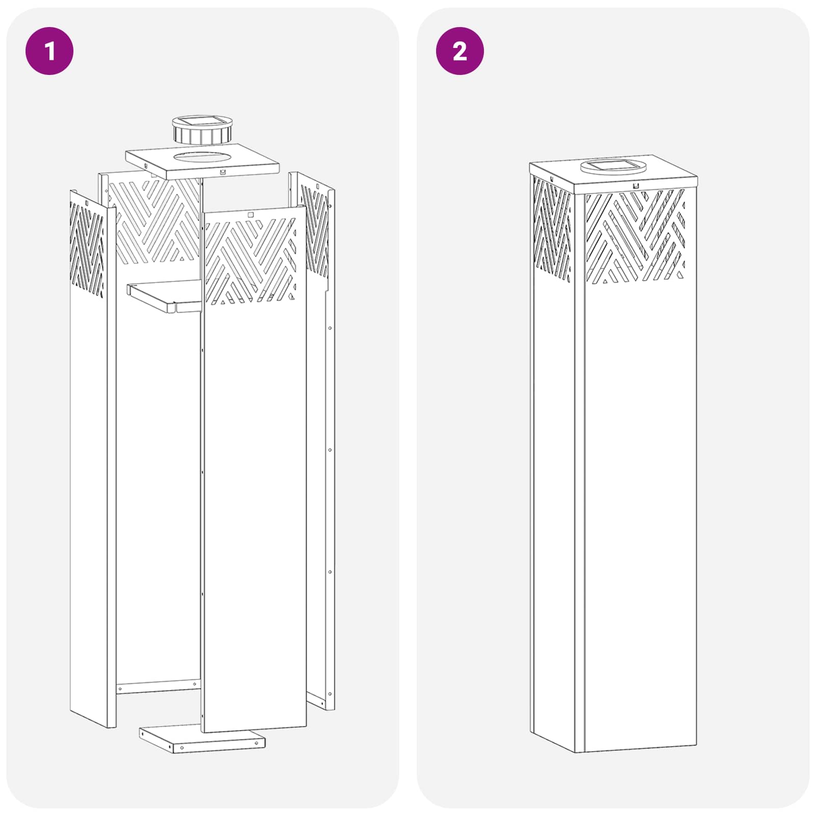 Faro LED solare per sentieri 2 pz Bianco caldo 18 x 18 x 80 cm