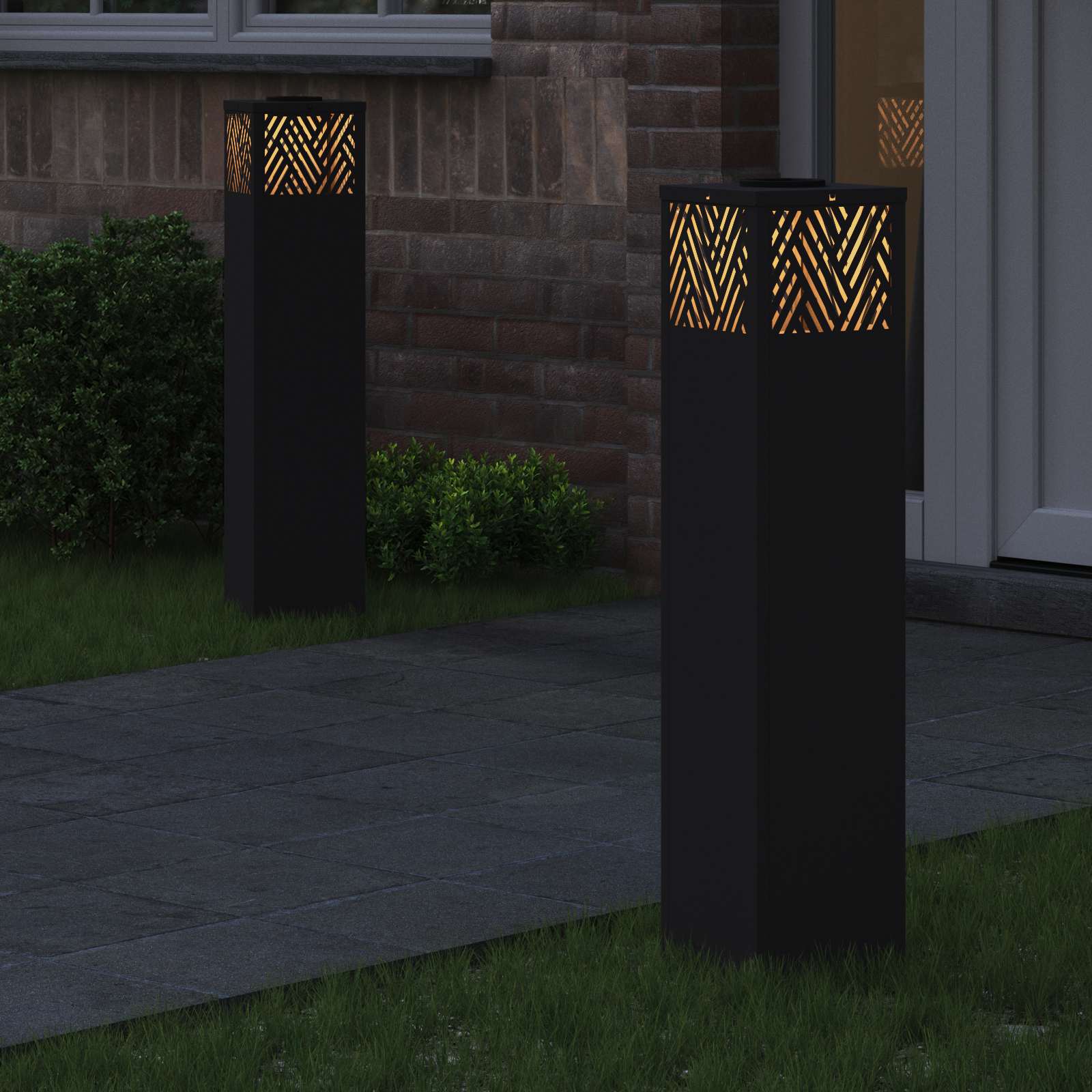 Faro LED solare per sentieri 2 pz Bianco caldo 18 x 18 x 80 cm
