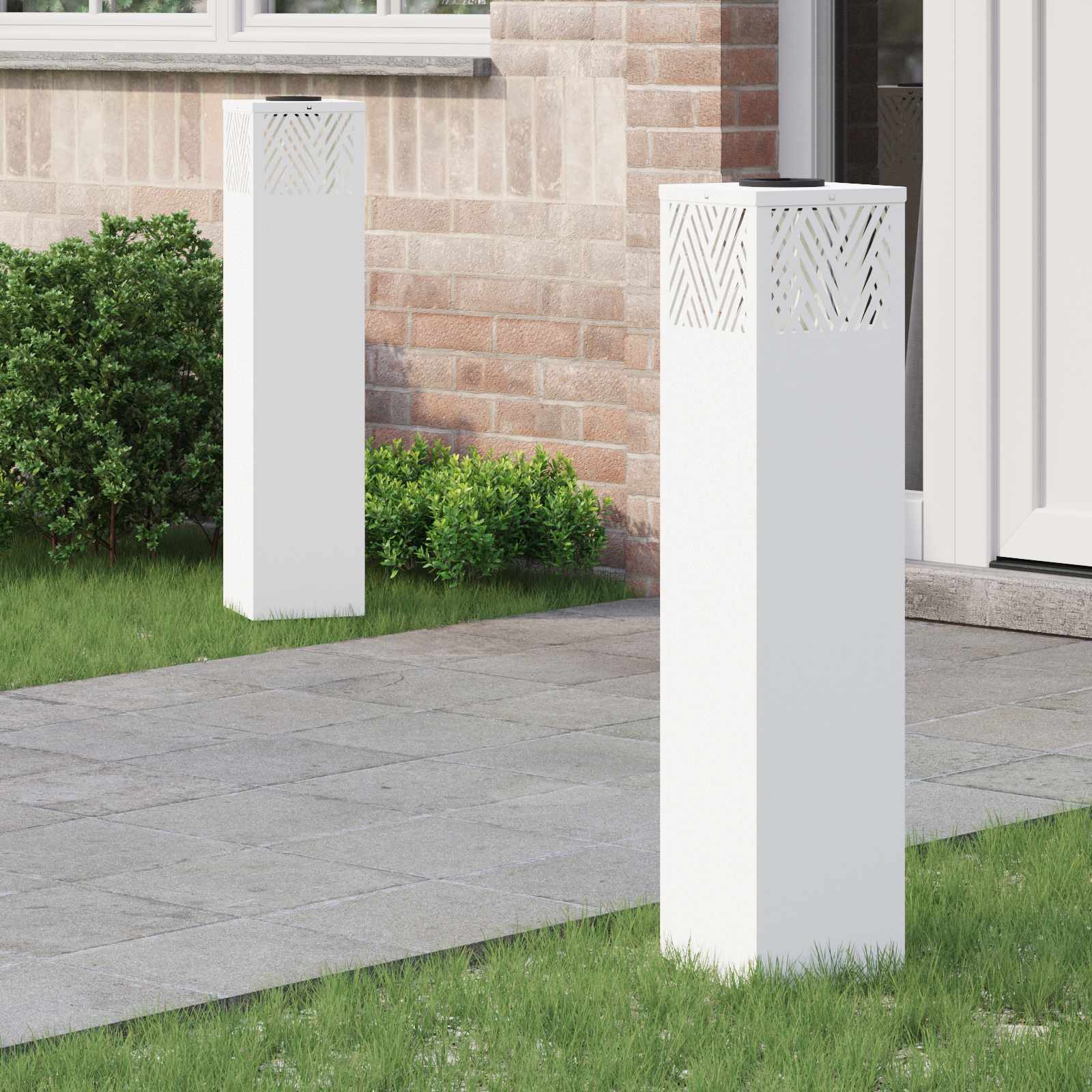 Faro LED solare per sentieri 2 pz Bianco caldo 18 x 18 x 80 cm