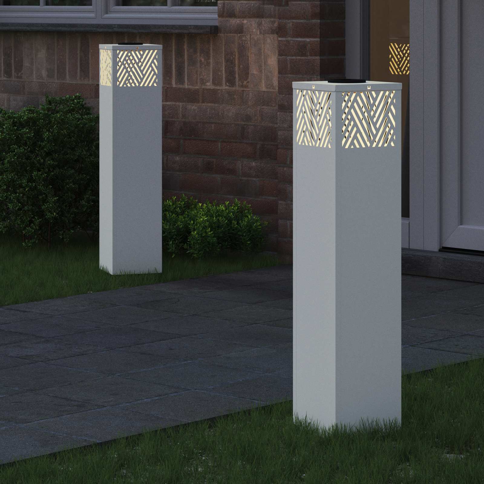Faro LED solare per sentieri 2 pz Bianco caldo 18 x 18 x 80 cm