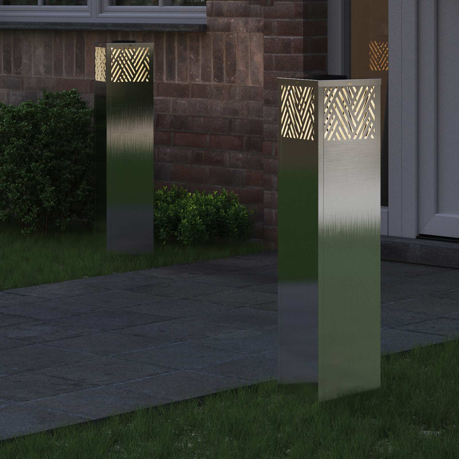 Faro LED solare per sentieri 2 pz Bianco caldo 18 x 18 x 80 cm