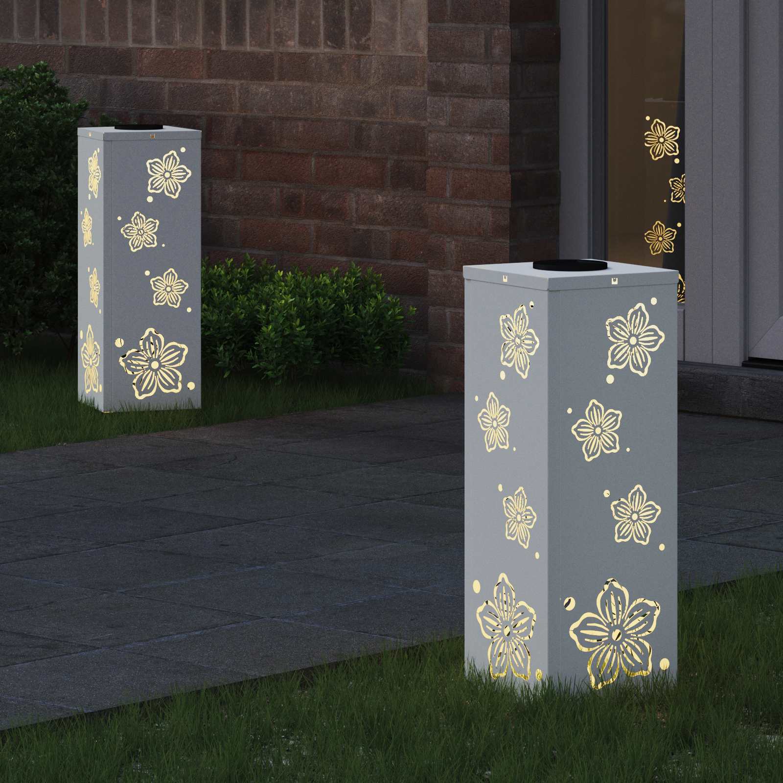 Faro LED solare per sentieri 2 pz Bianco caldo 18 x 18 x 50 cm