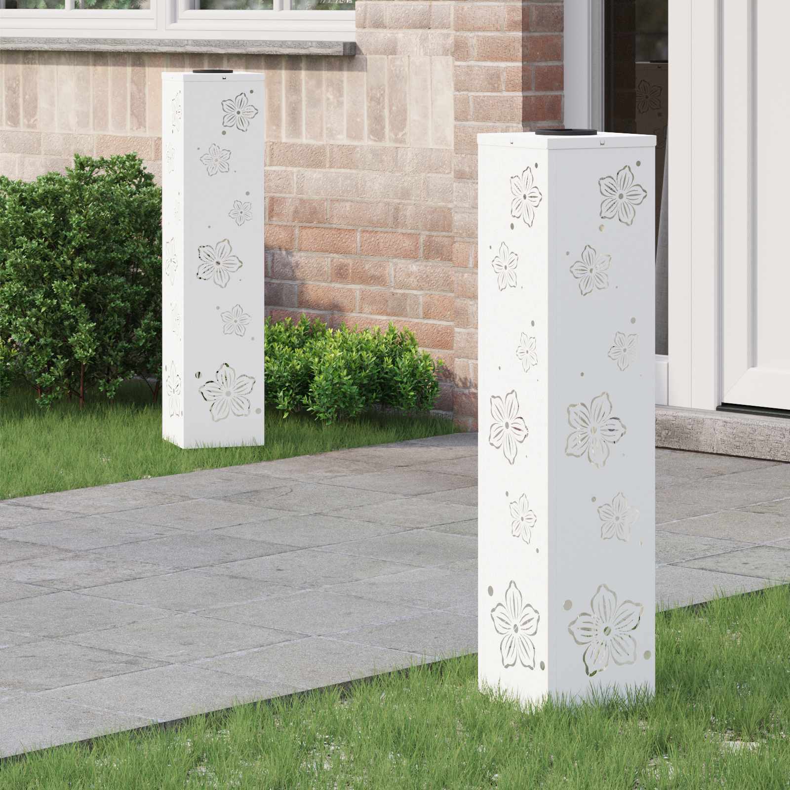 Faro LED solare per sentieri 2 pz Bianco caldo 18 x 18 x 80 cm