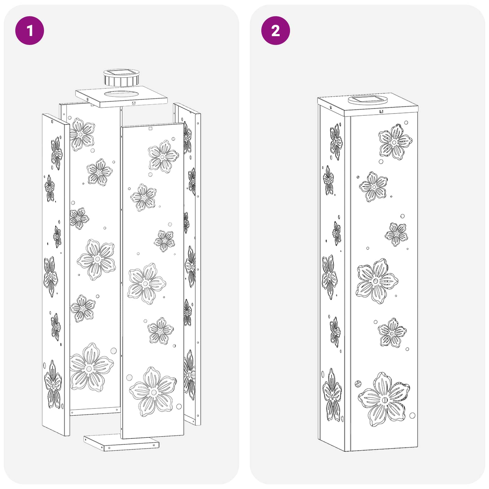 Faro LED solare per sentieri 2 pz Bianco caldo 18 x 18 x 80 cm