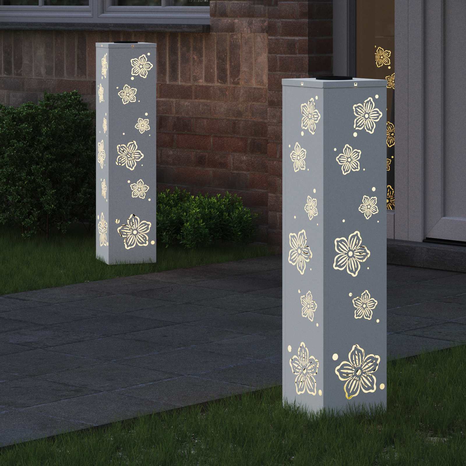Faro LED solare per sentieri 2 pz Bianco caldo 18 x 18 x 80 cm