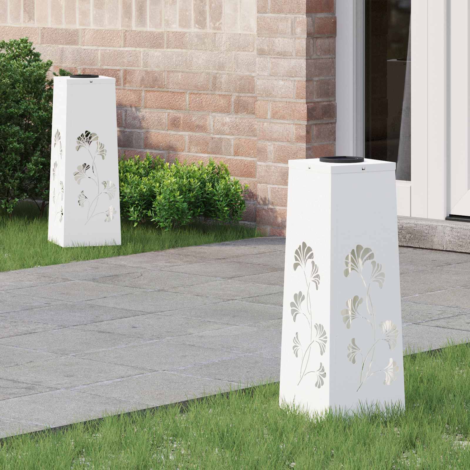 Faro LED solare per sentieri 2 pz Bianco caldo 18 x 18 x 50 cm