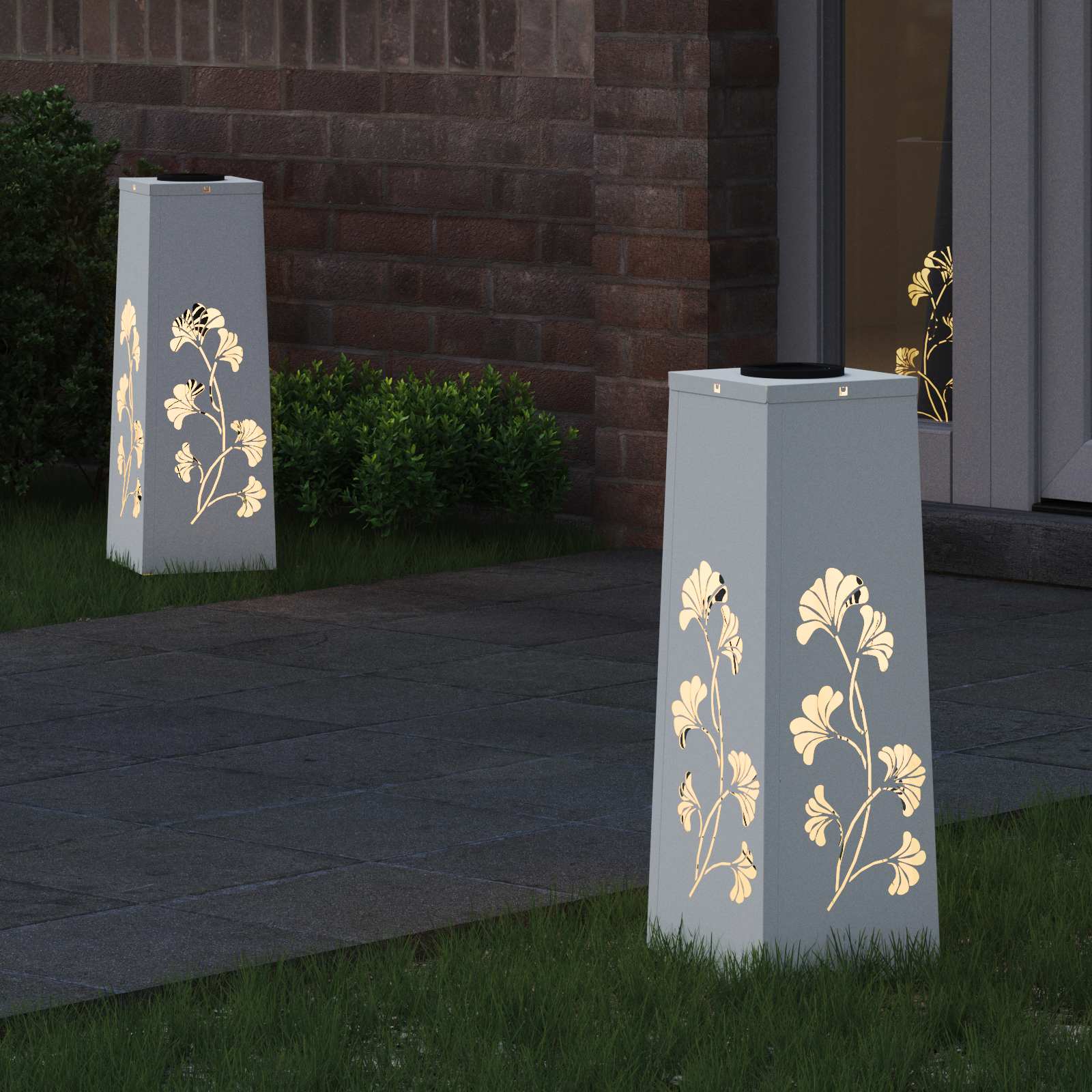 Faro LED solare per sentieri 2 pz Bianco caldo 18 x 18 x 50 cm