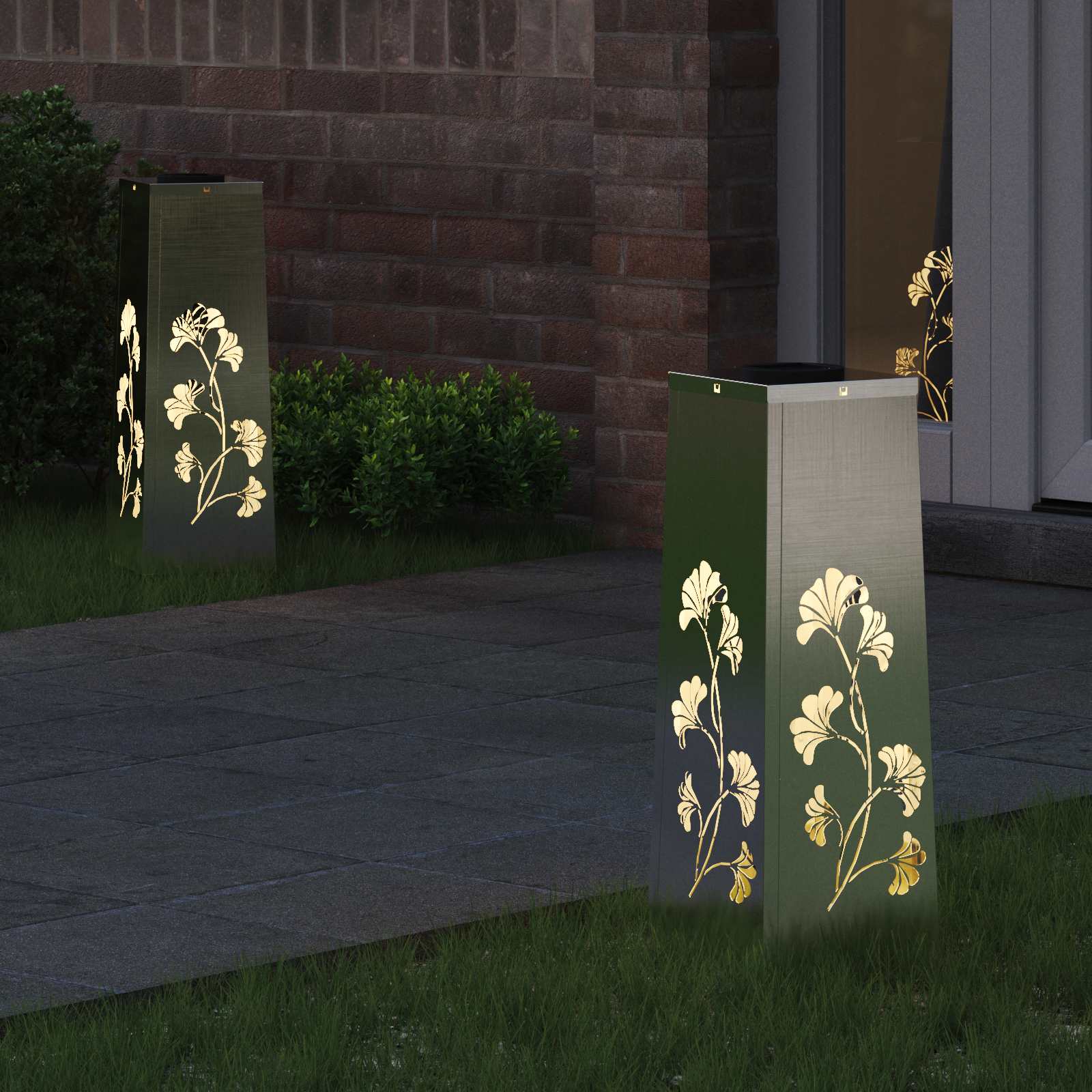 Faro LED solare per sentieri 2 pz Bianco caldo 18 x 18 x 50 cm