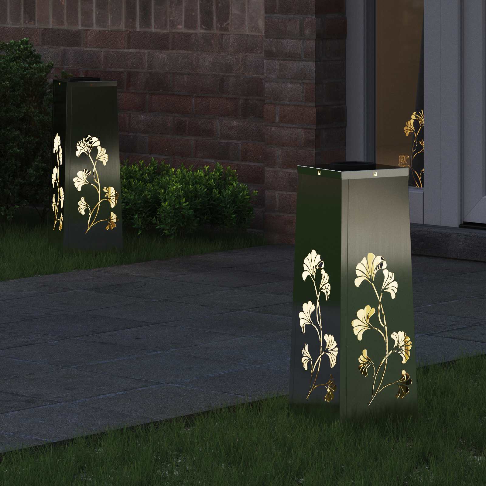 Faro LED solare per sentieri 2 pz Bianco caldo 18 x 18 x 50 cm