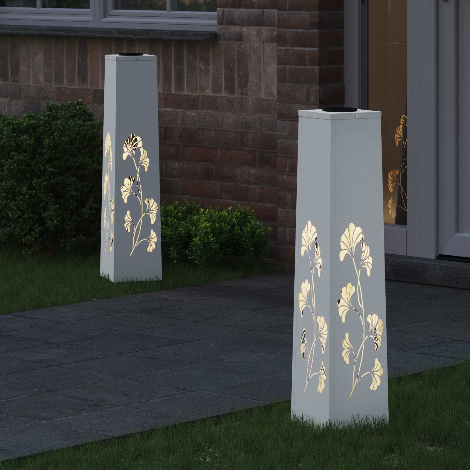 Faro LED solare per sentieri 2 pz Bianco caldo 18 x 18 x 80 cm