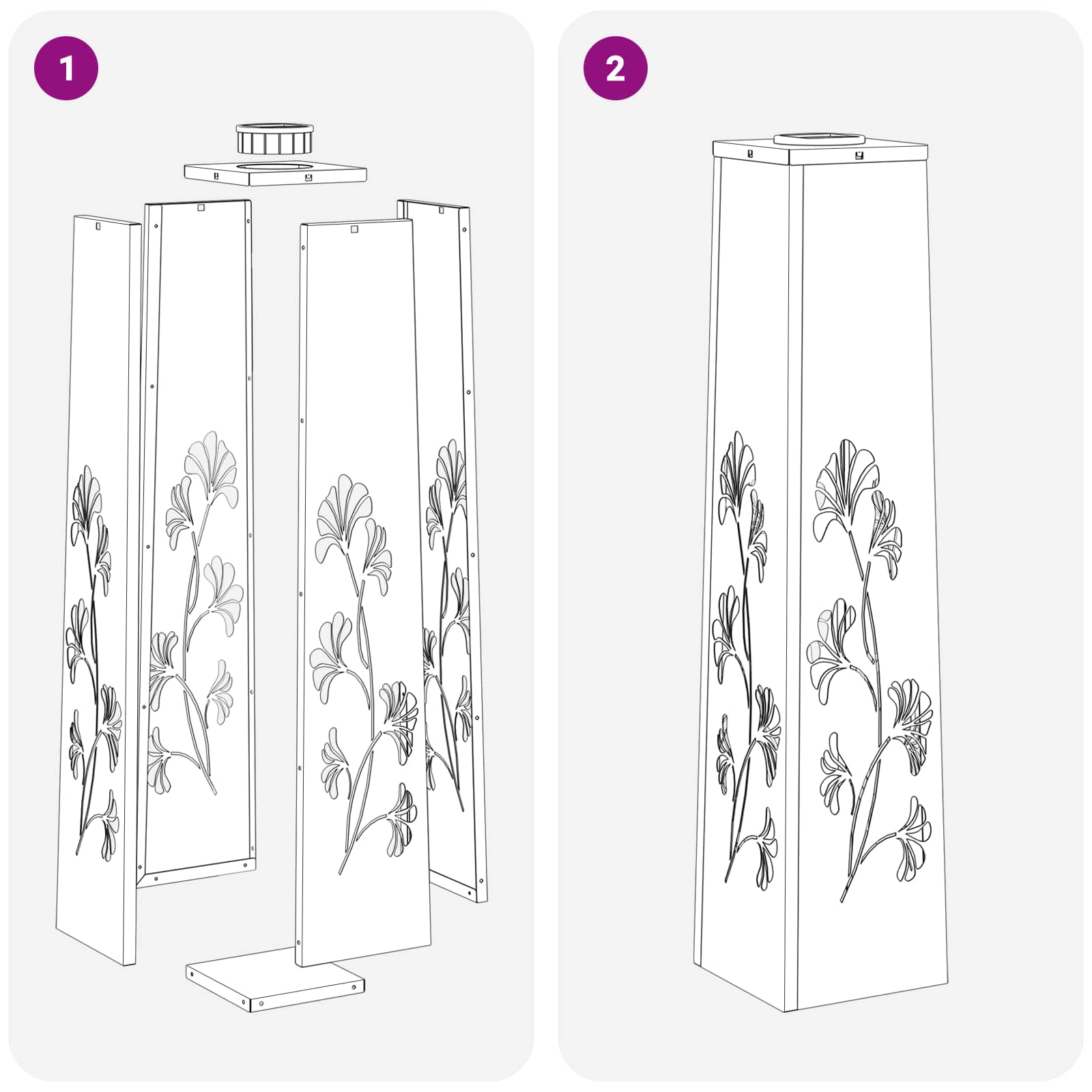 Faro LED solare per sentieri 2 pz Bianco caldo 18 x 18 x 80 cm
