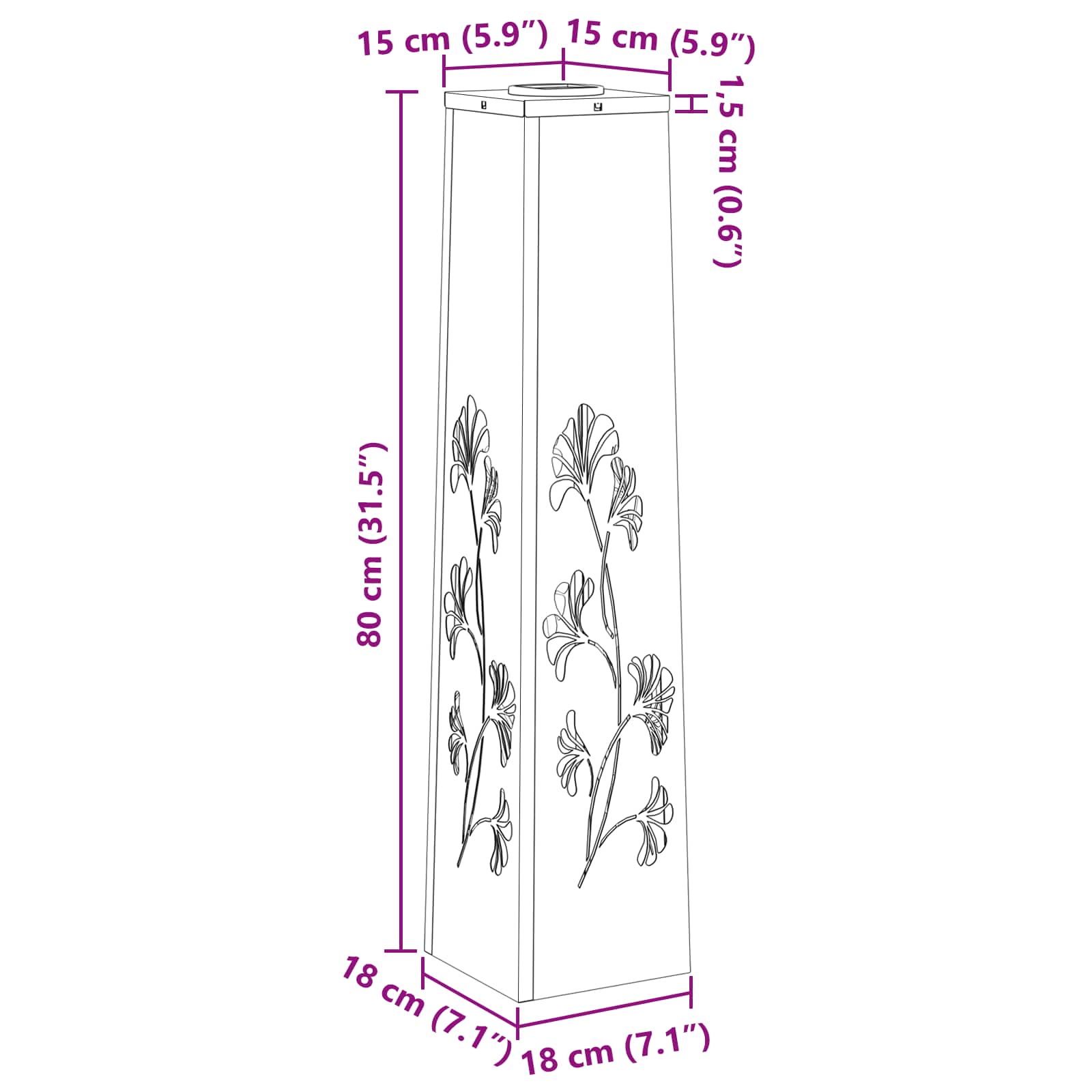 Faro LED solare per sentieri 2 pz Bianco caldo 18 x 18 x 80 cm