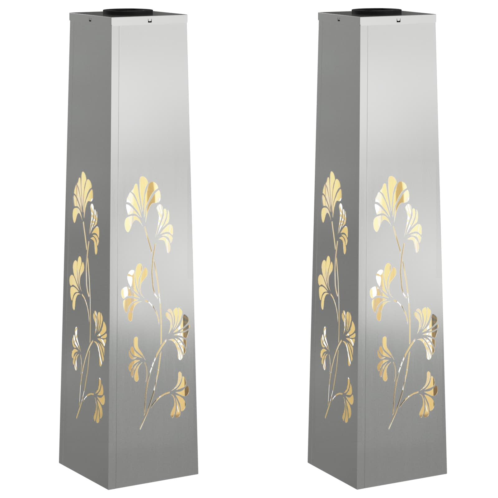 Faro LED solare per sentieri 2 pz Bianco caldo 18 x 18 x 80 cm