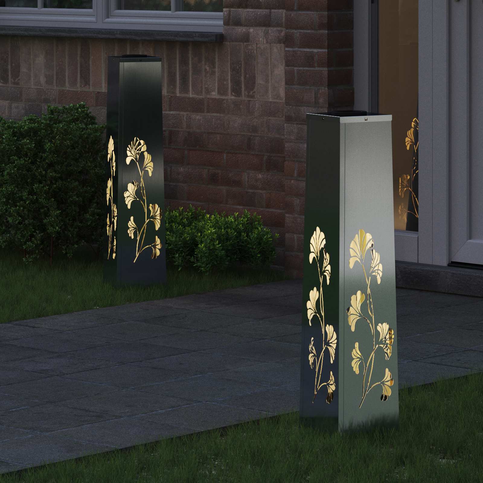 Faro LED solare per sentieri 2 pz Bianco caldo 18 x 18 x 80 cm