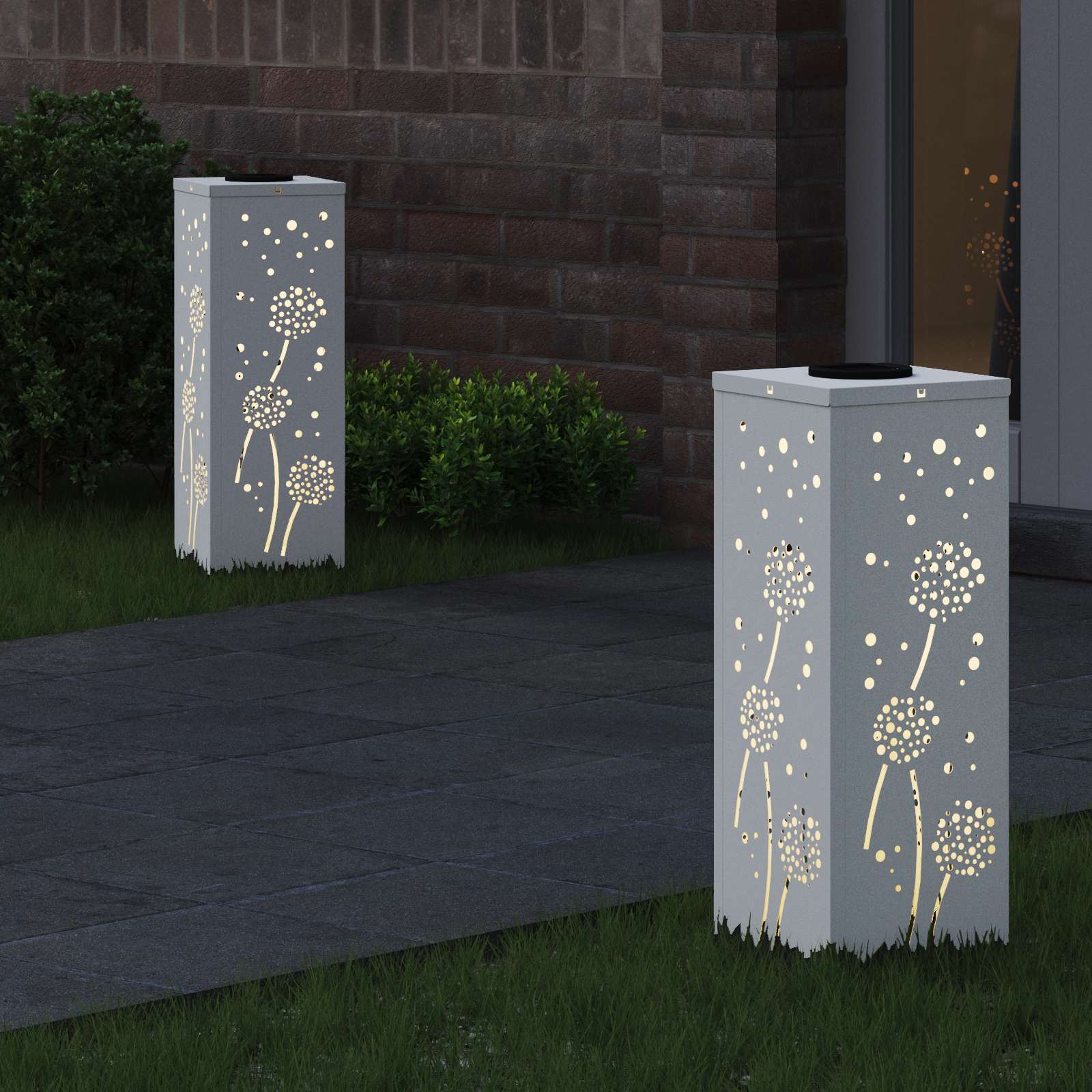 Faro LED solare per sentieri 2 pz Bianco caldo 18 x 18 x 50 cm