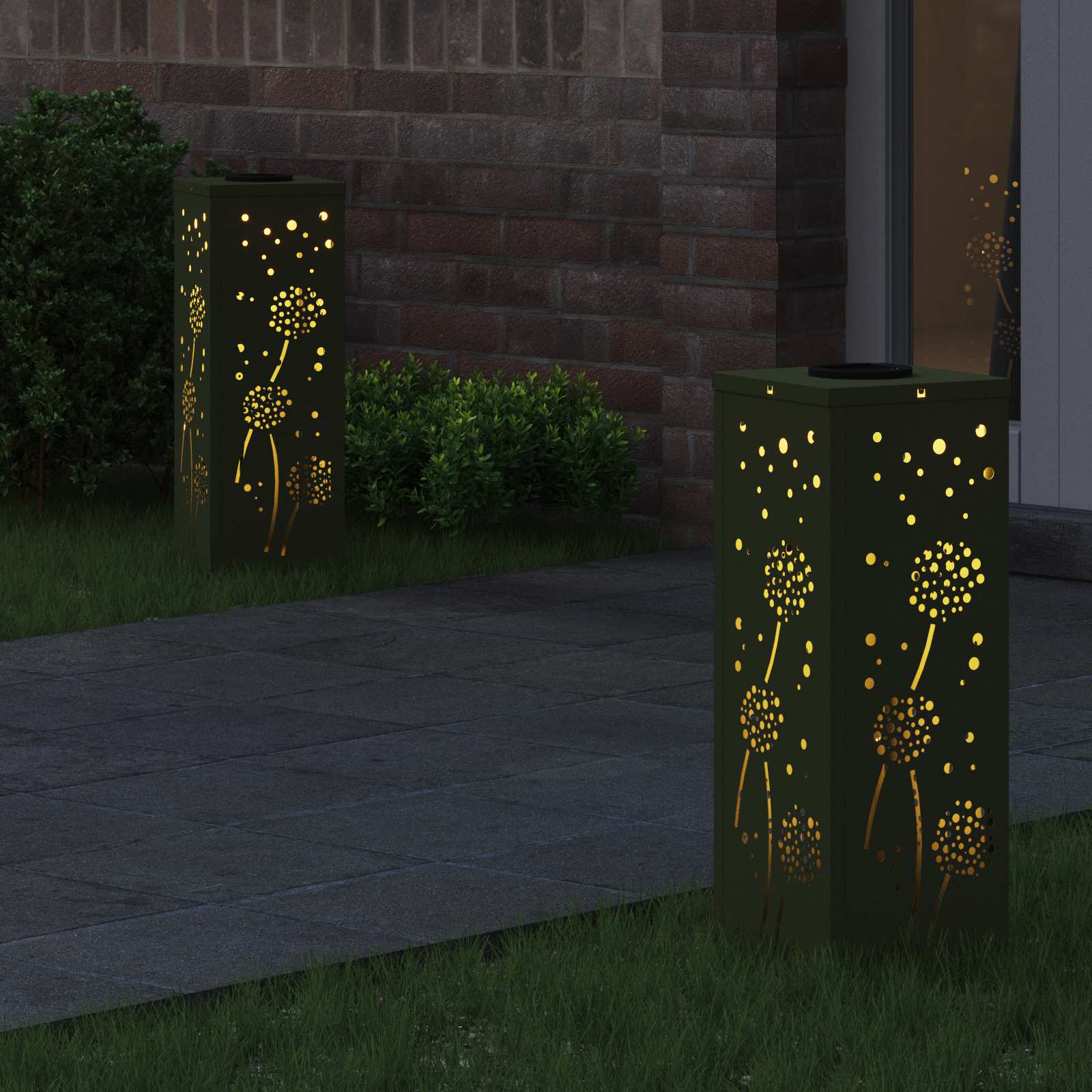 Faro LED solare per sentieri 2 pz Bianco caldo 18 x 18 x 50 cm