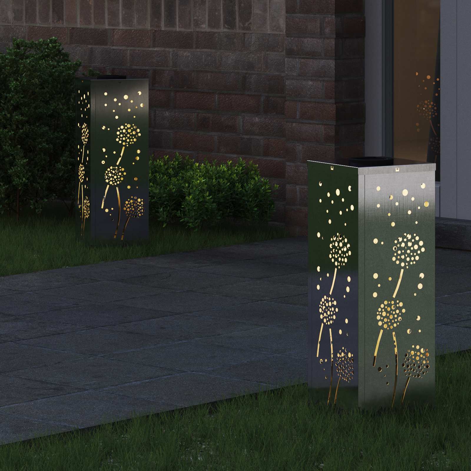 Faro LED solare per sentieri 2 pz Bianco caldo 18 x 18 x 50 cm