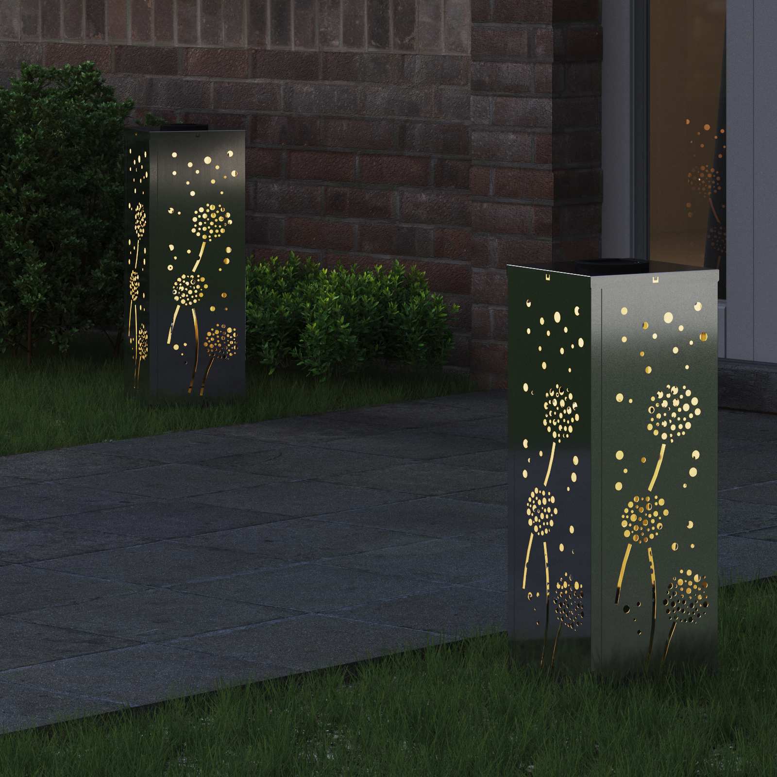 Faro LED solare per sentieri 2 pz Bianco caldo 18 x 18 x 50 cm