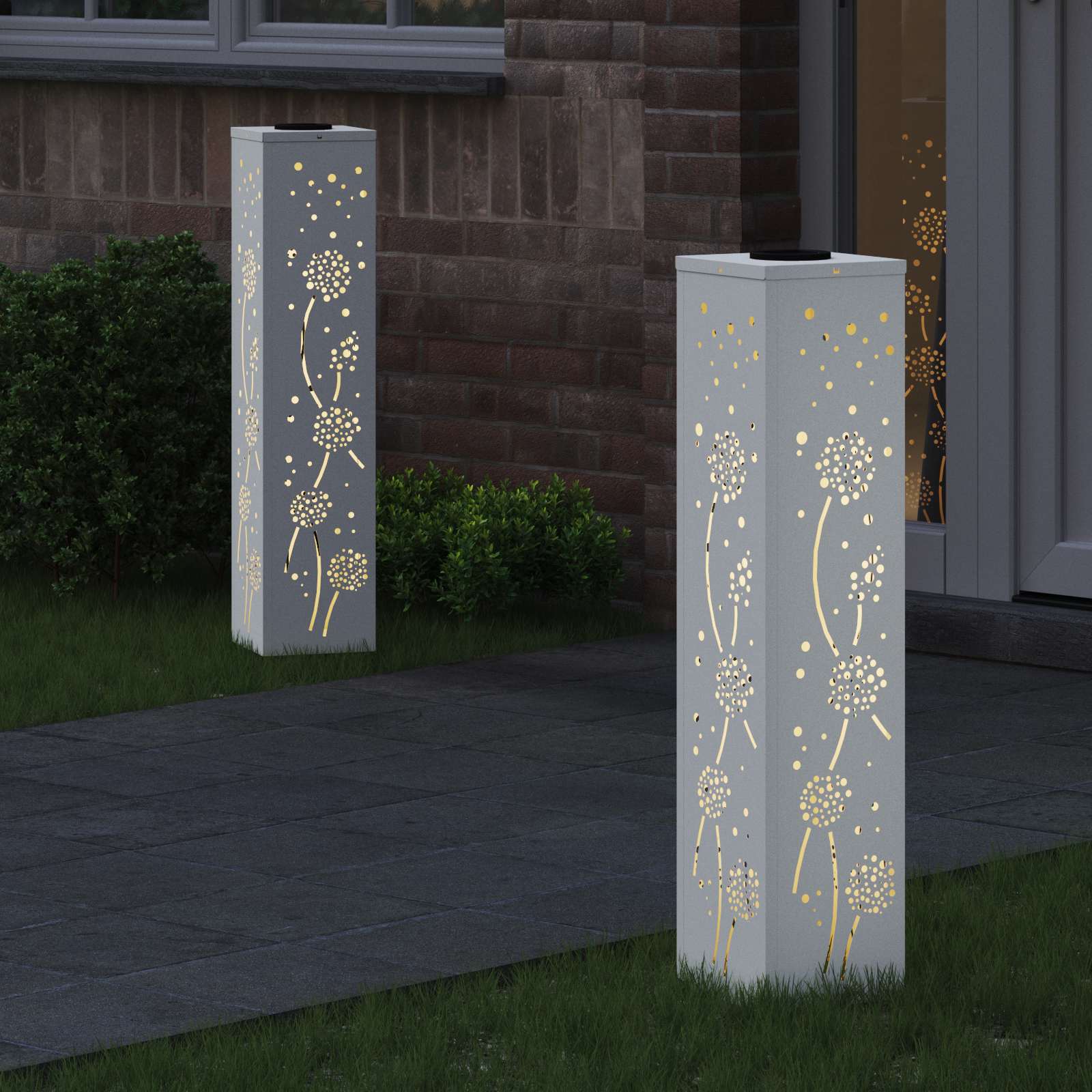 Faro LED solare per sentieri 2 pz Bianco caldo 18 x 18 x 80 cm