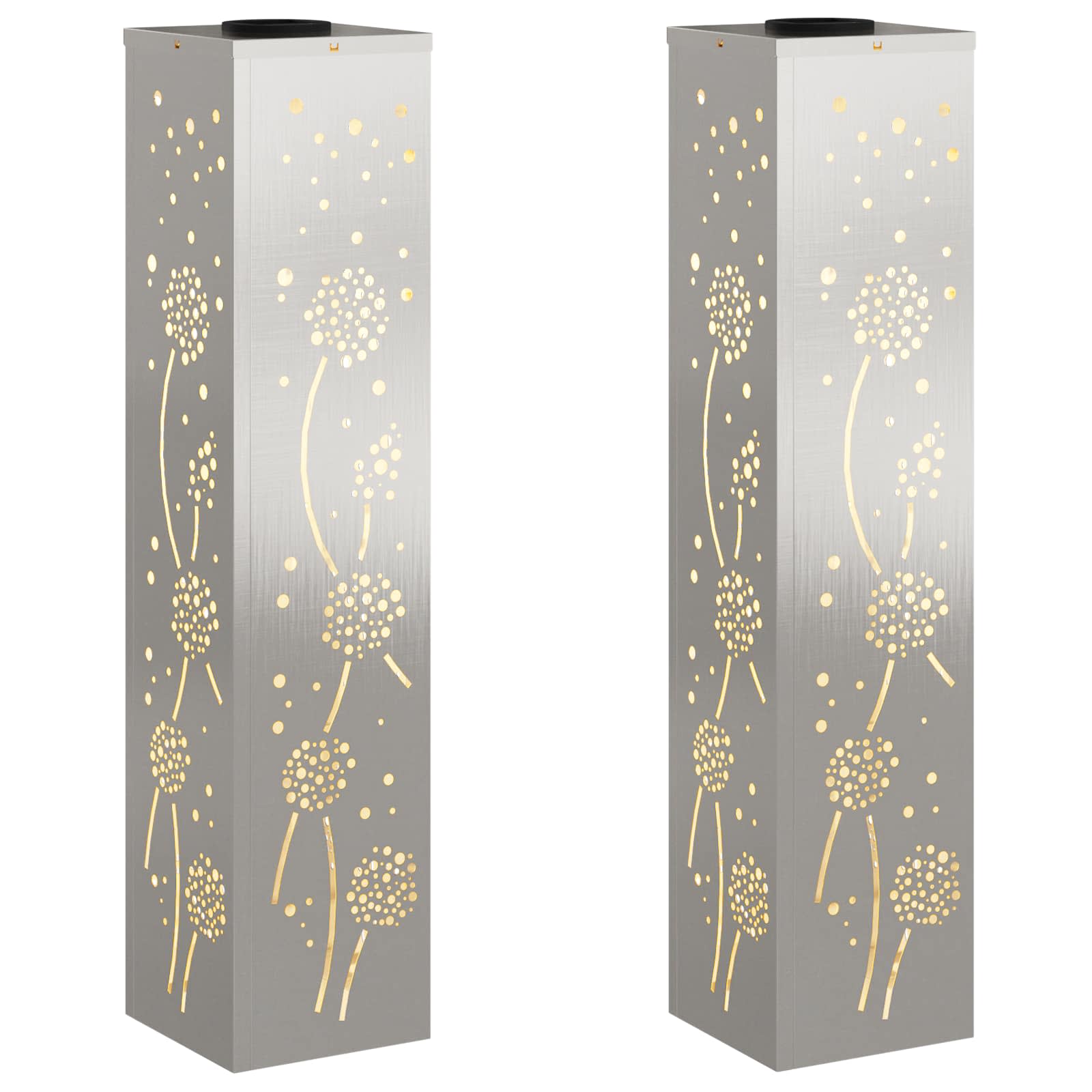 Faro LED solare per sentieri 2 pz Bianco caldo 18 x 18 x 80 cm
