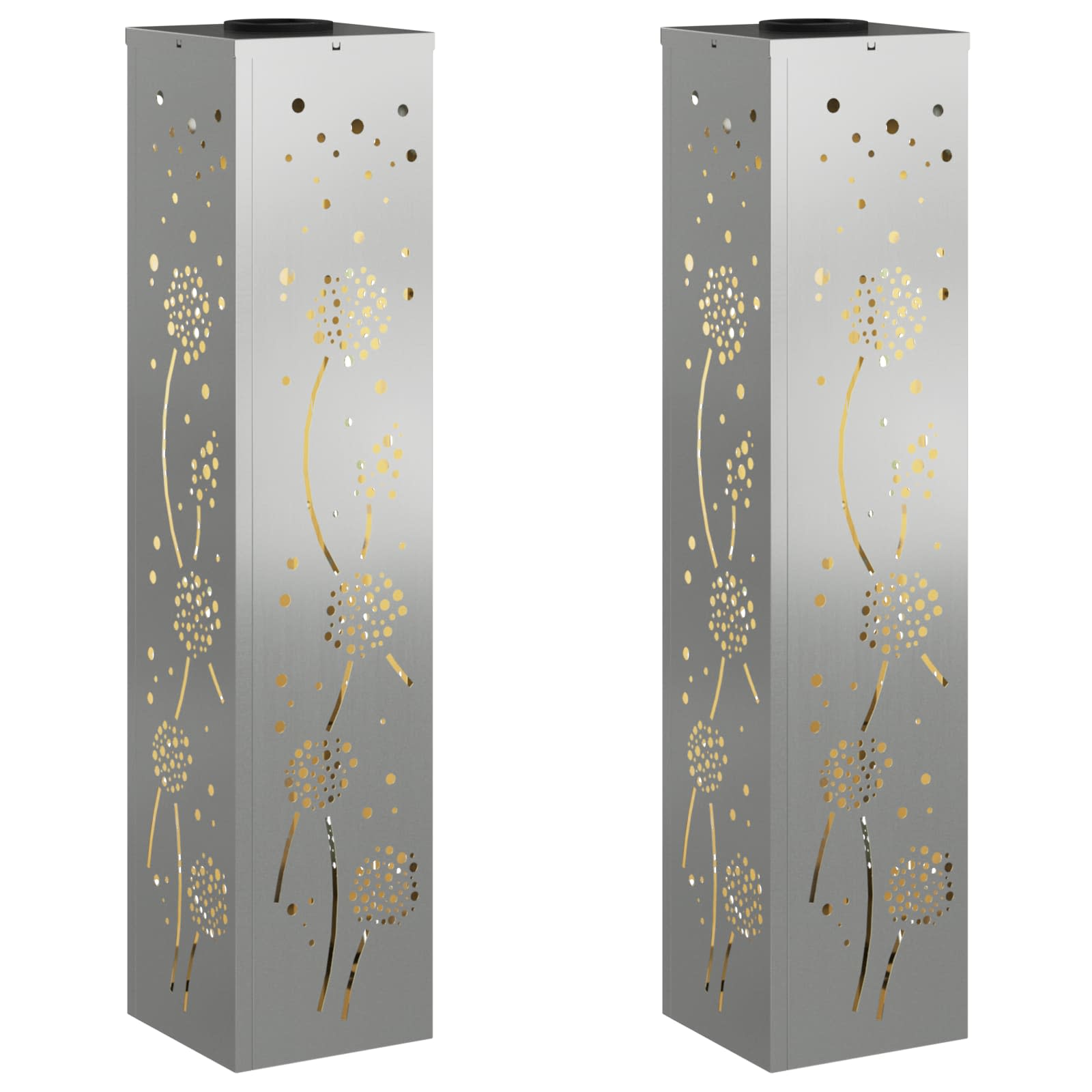 Faro LED solare per sentieri 2 pz Bianco caldo 18 x 18 x 80 cm