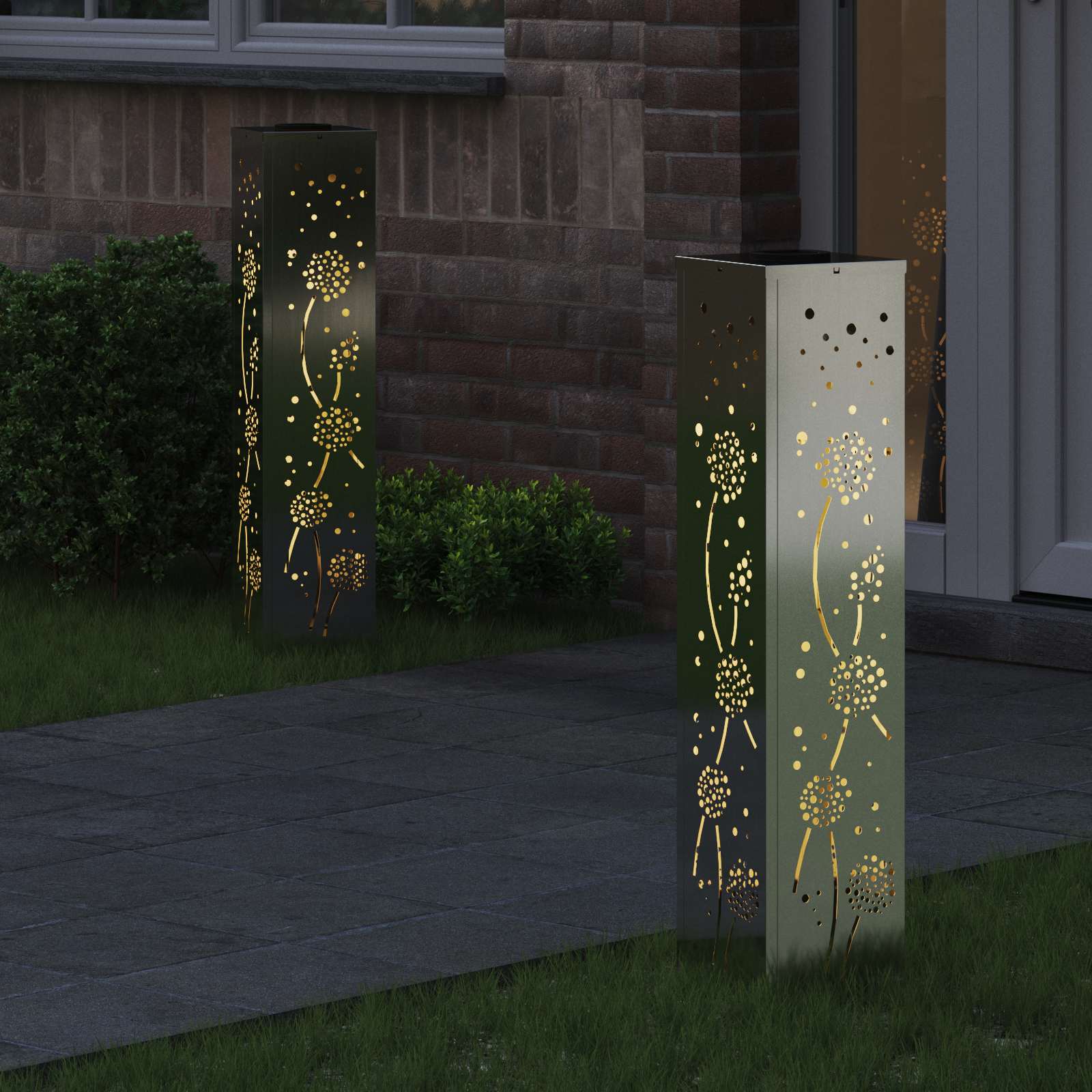 Faro LED solare per sentieri 2 pz Bianco caldo 18 x 18 x 80 cm