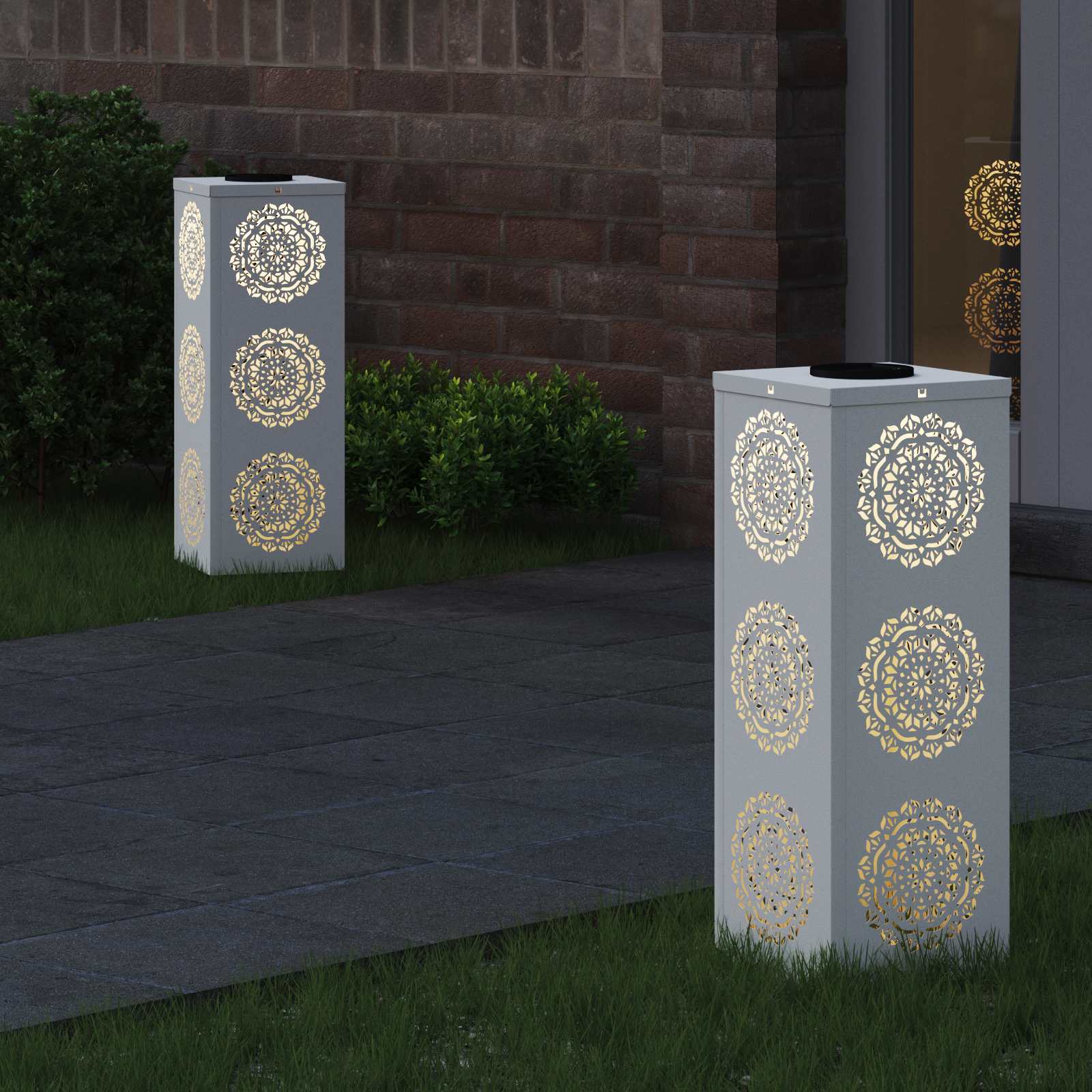 Faro LED solare per sentieri 2 pz Bianco caldo 18 x 18 x 50 cm