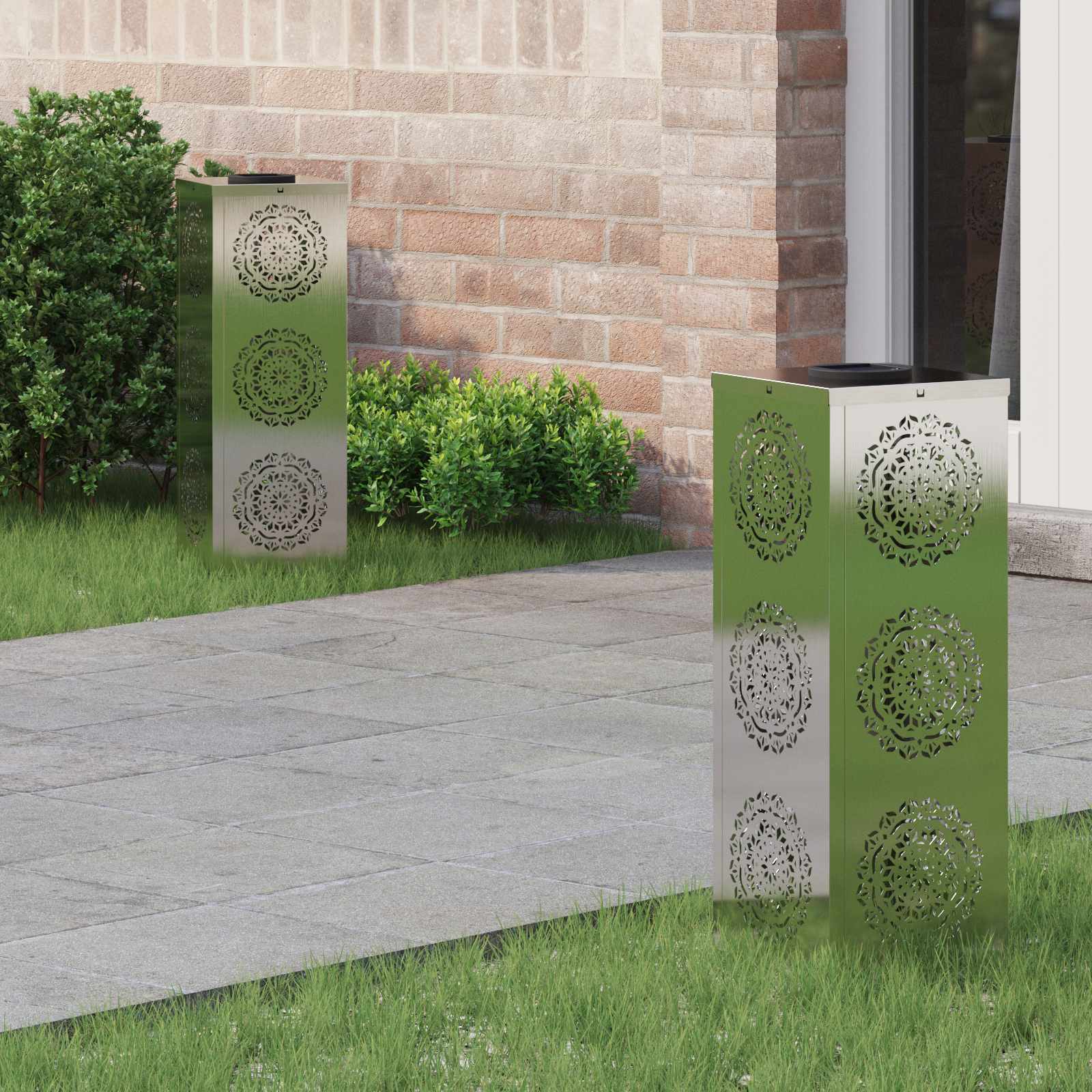 Faro LED solare per sentieri 2 pz Bianco caldo 18 x 18 x 50 cm