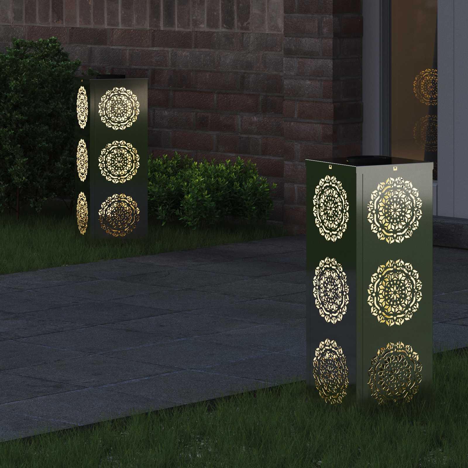 Faro LED solare per sentieri 2 pz Bianco caldo 18 x 18 x 50 cm
