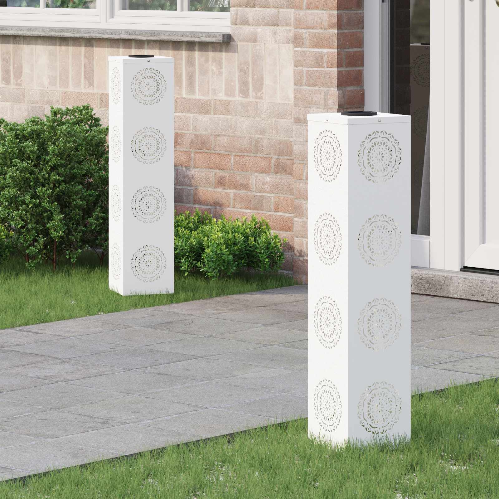 Faro LED solare per sentieri 2 pz Bianco caldo 18 x 18 x 80 cm