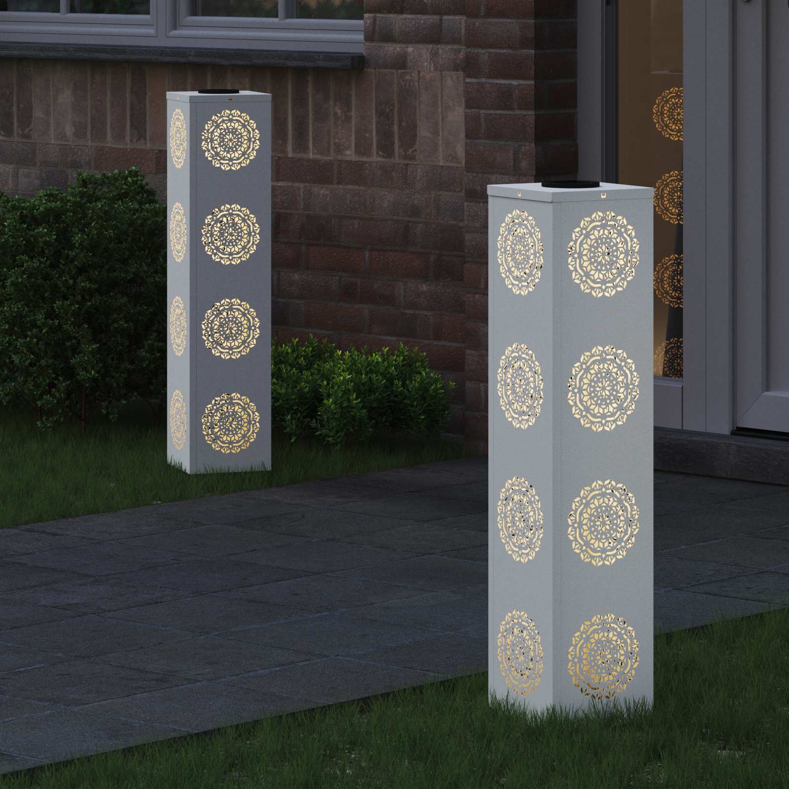 Faro LED solare per sentieri 2 pz Bianco caldo 18 x 18 x 80 cm