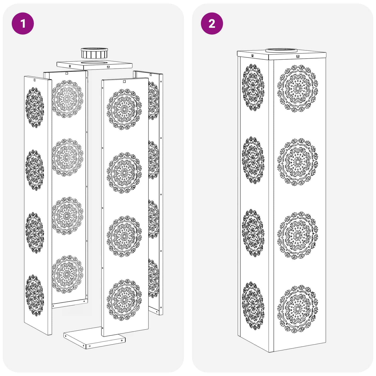 Faro LED solare per sentieri 2 pz Bianco caldo 18 x 18 x 80 cm