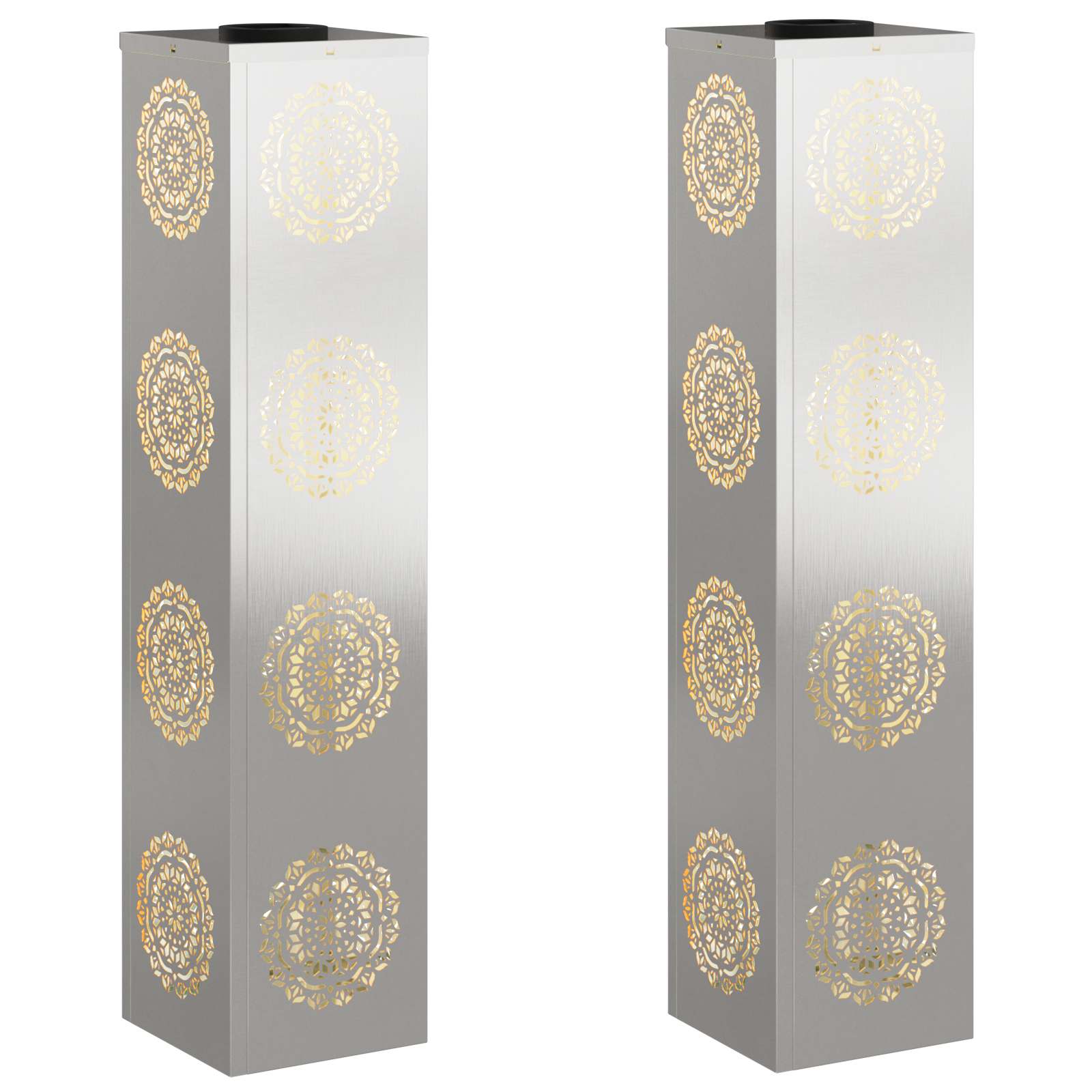 Faro LED solare per sentieri 2 pz Bianco caldo 18 x 18 x 80 cm