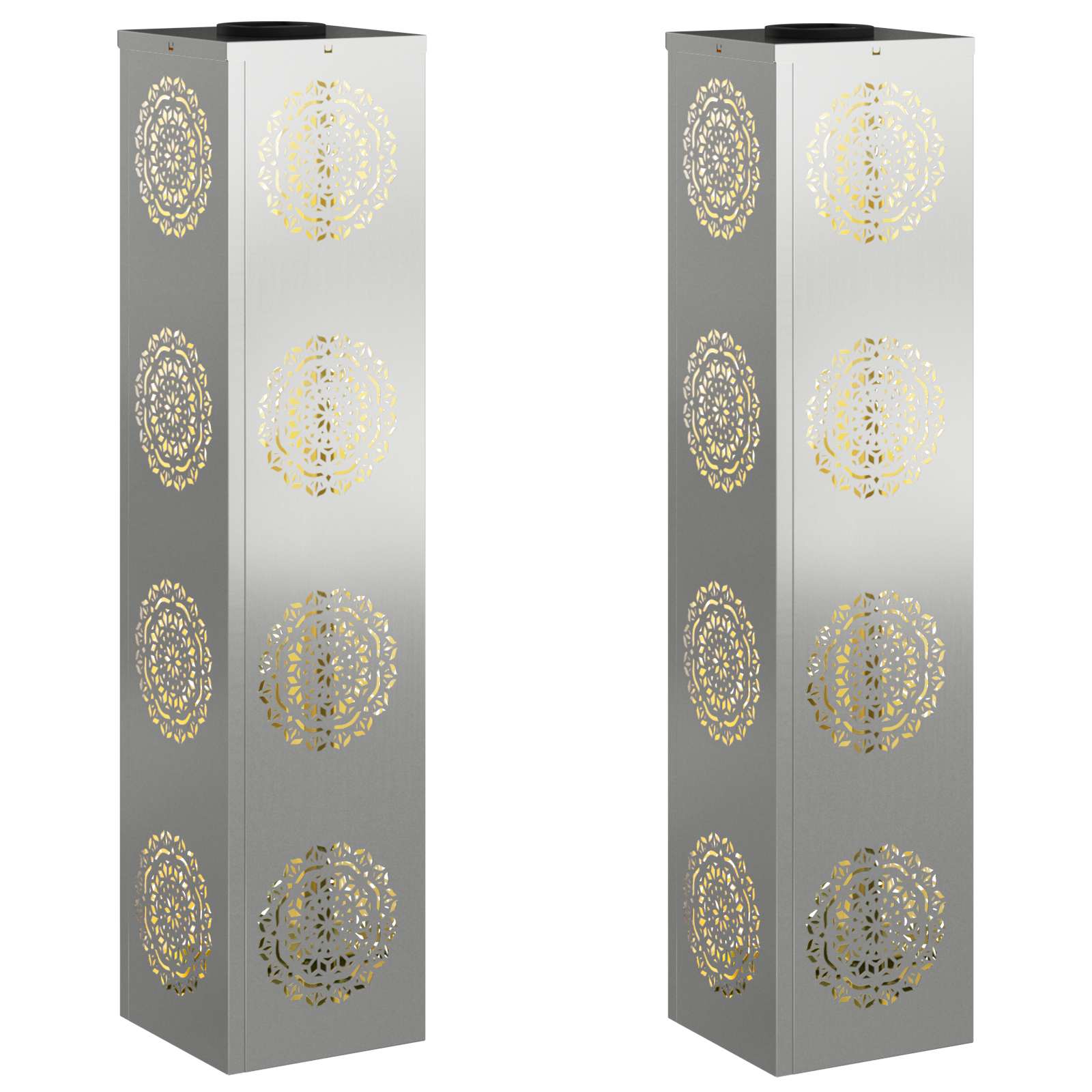 Faro LED solare per sentieri 2 pz Bianco caldo 18 x 18 x 80 cm