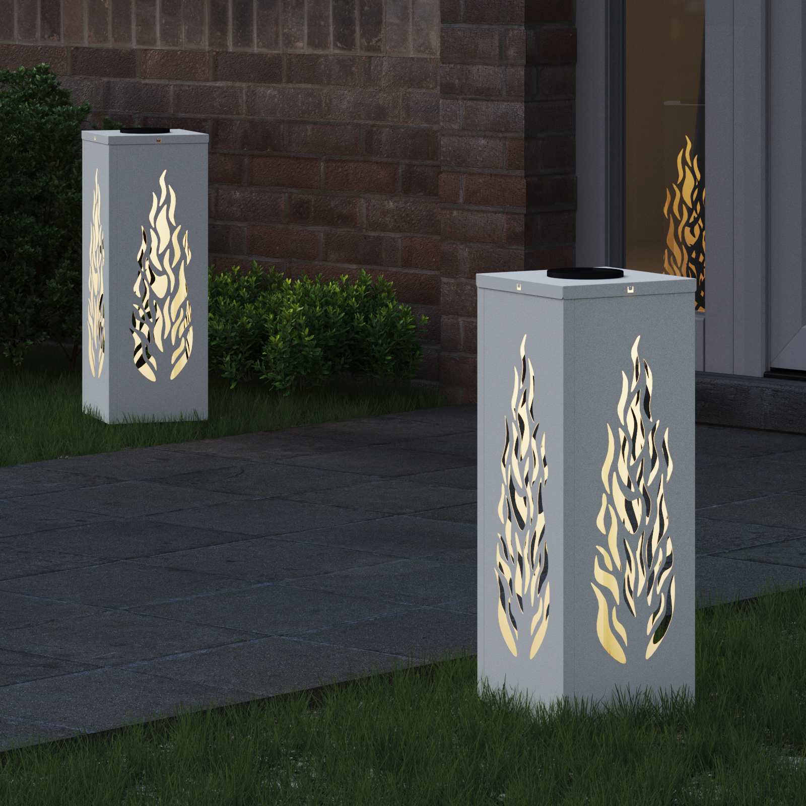 Faro LED solare per sentieri 2 pz Bianco caldo 18 x 18 x 50 cm